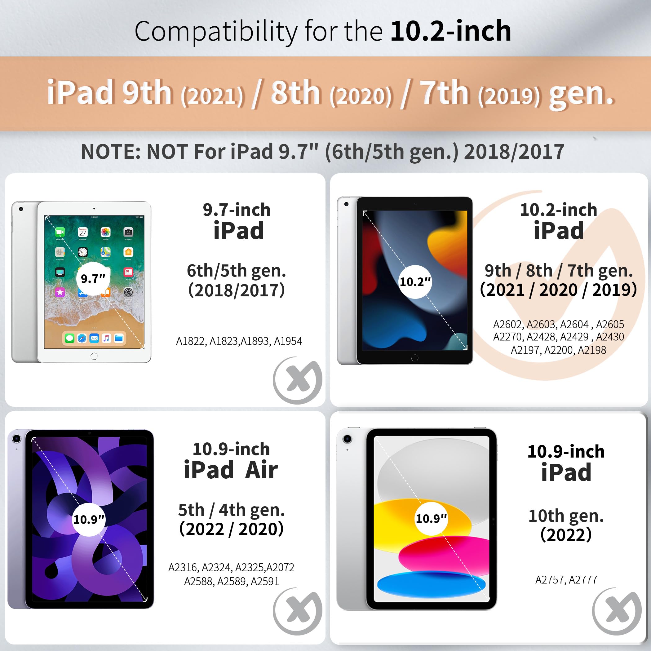 CACOE Custodia compatibile con iPad di 9a generazione 2021/8a generazione 2020/7a generazione 2019, custodia da 10,2 pollici con portapenne, cover posteriore in morbido TPU Auto Wake/Sleep, Polar Star