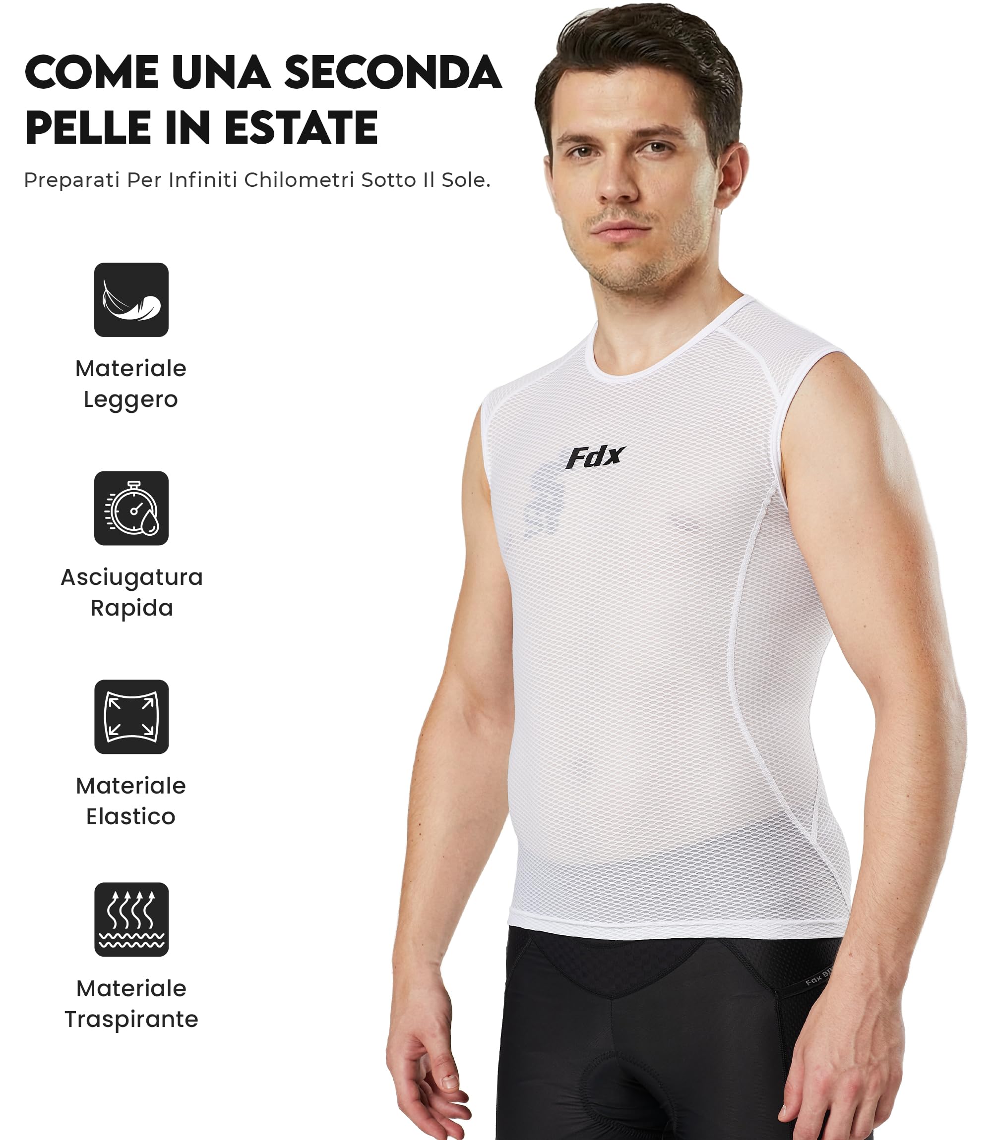 FDX Canotta Intima Estiva da Uomo in Rete Traspirante e Ultraleggera – Maglia Ciclismo antiodore per Corsa, Palestra, Allenamento ed Escursionismo