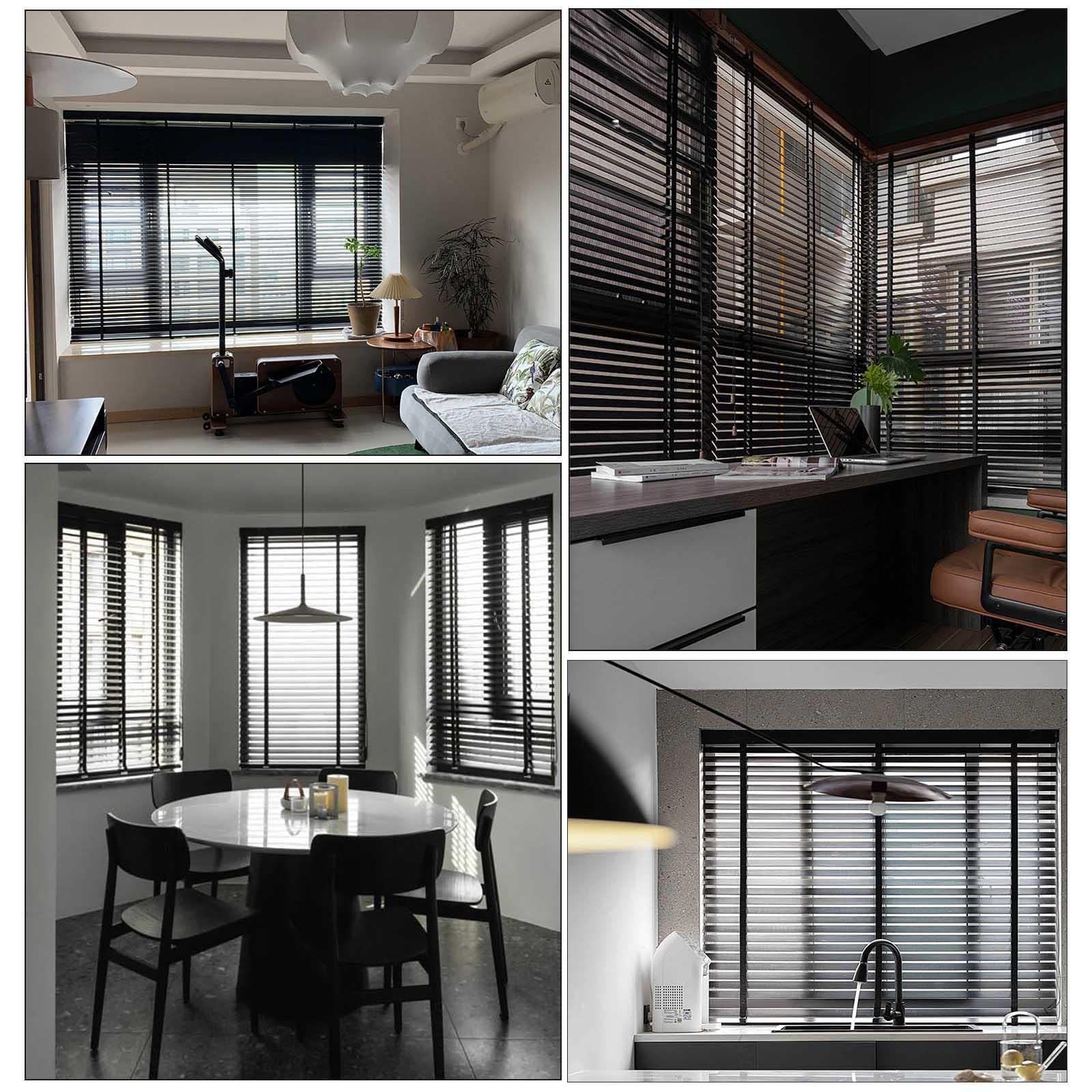 Amazon｜ブラックベネチアンブラインド、無垢材のブラインド40/65/70