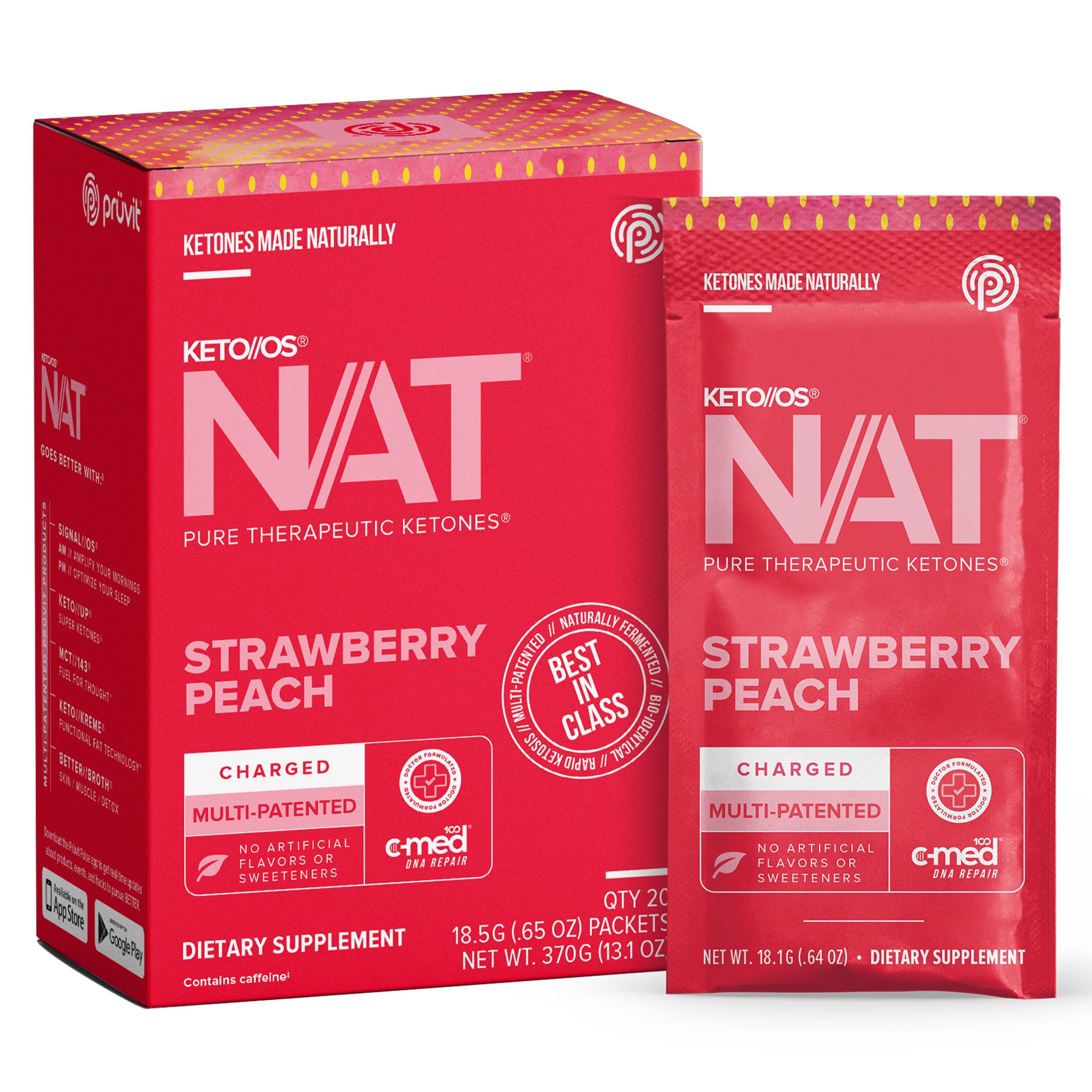 Pruvit Keto/OS NAT Strawberry Peach Charged 20 Packs
