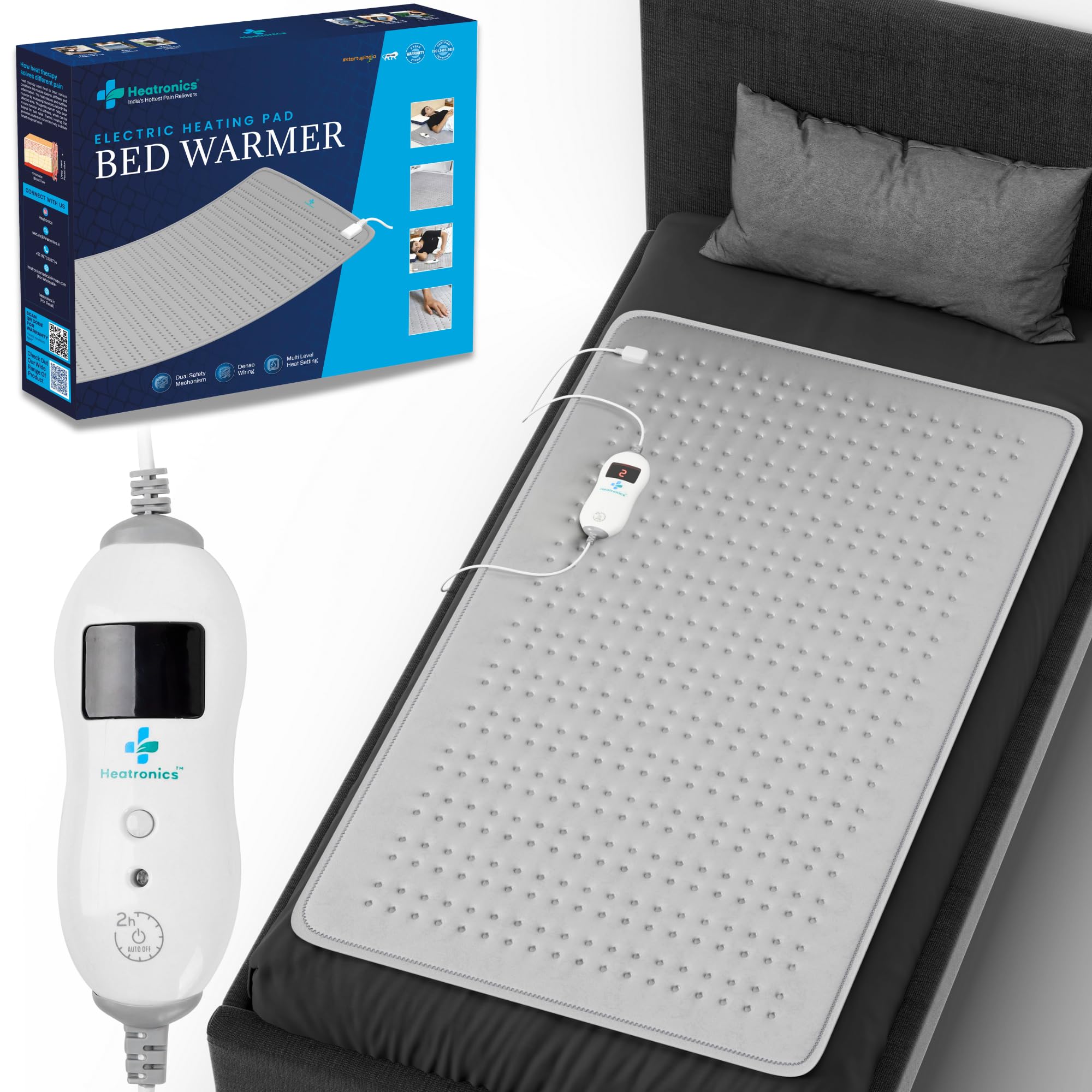 Electric Blanket Single Bed | 5 Heat Levels + SafeHeat™ Auto Shut-Off | ThermoSync™ Smart Sensor Control | TheraFlex™ 6-Layer Build | 135W Low-Power Inverter-Friendly Bed Warmer | ISO 13485 & CDSCO Certified | 1-Year HeatCare™ Warranty