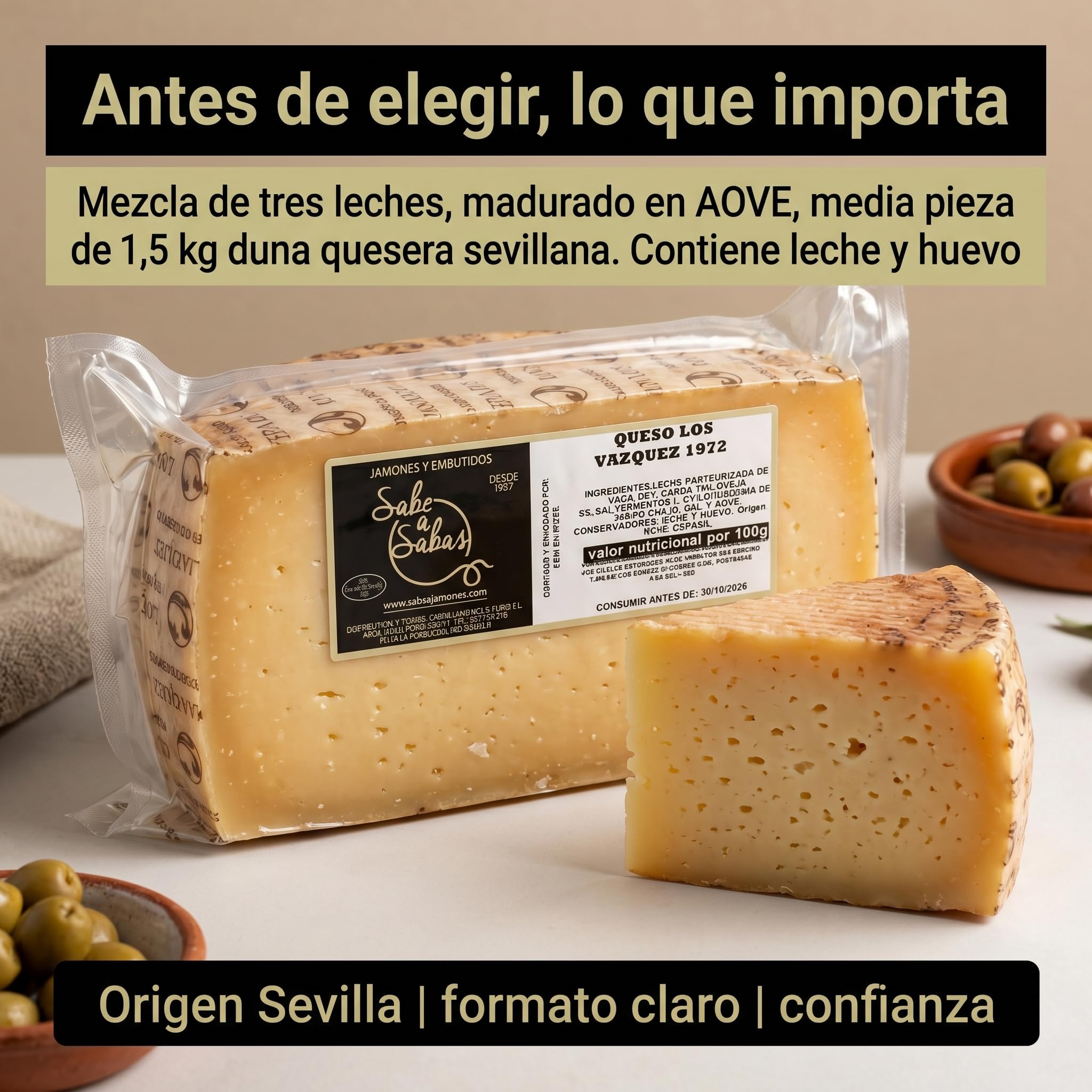 Queso Añejo Curado Mezcla Madurado en Aceite de Oliva Medio Queso 1,5 Kg