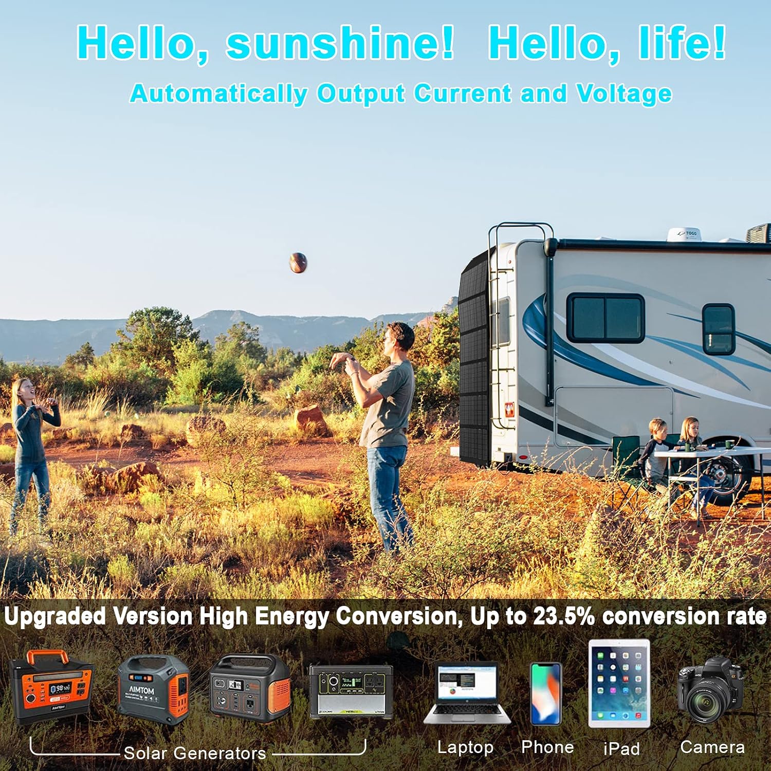 Best Promo Portable Solar Panels 60w, 5v USB & 18v Dc, KYOKYO, Solar Panel Kit, Outdoor Solar Panel Charger, Solar Panel for Camping, Hiking, Solar Charging Complete System, Foldable Solar Panels Suitcase