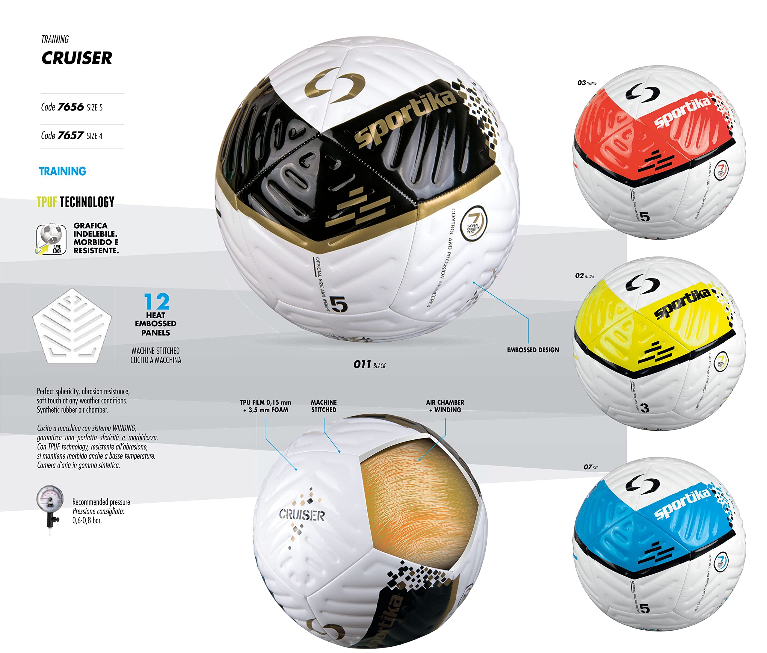 10 Palloni Calcio Mod. CRUISER Misura n°4 e n°5 per Allenamento Training