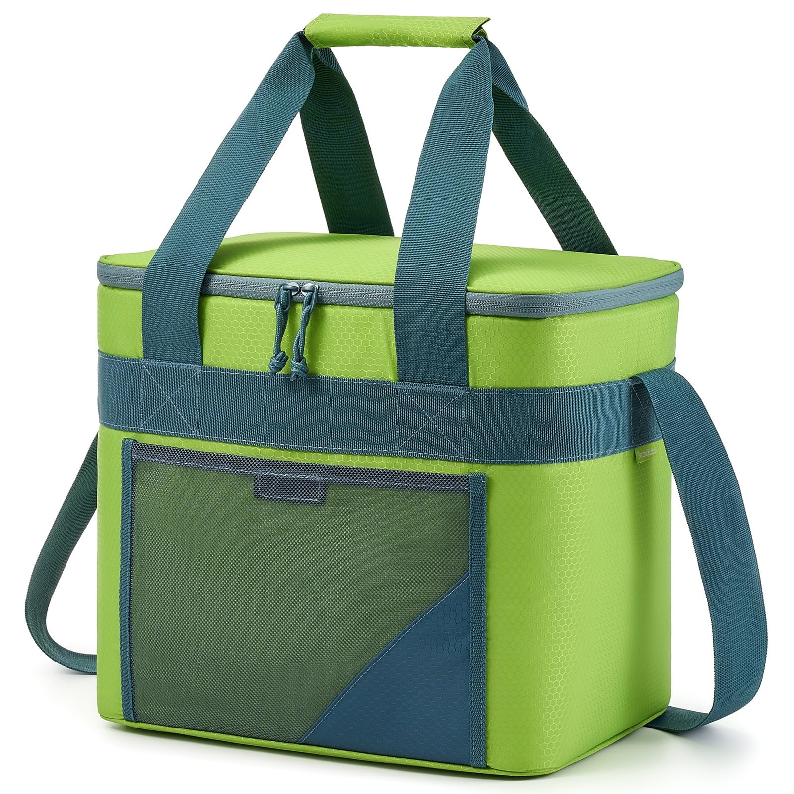 PeranoRidia Isolierte Kühltasche 20/30L – Große Faltbare Picknicktasche für Auto und Einkauf, Leichte Tragbare Kühlbox für Camping, Strand, Picknick und Reisen, Schwarz/Grün