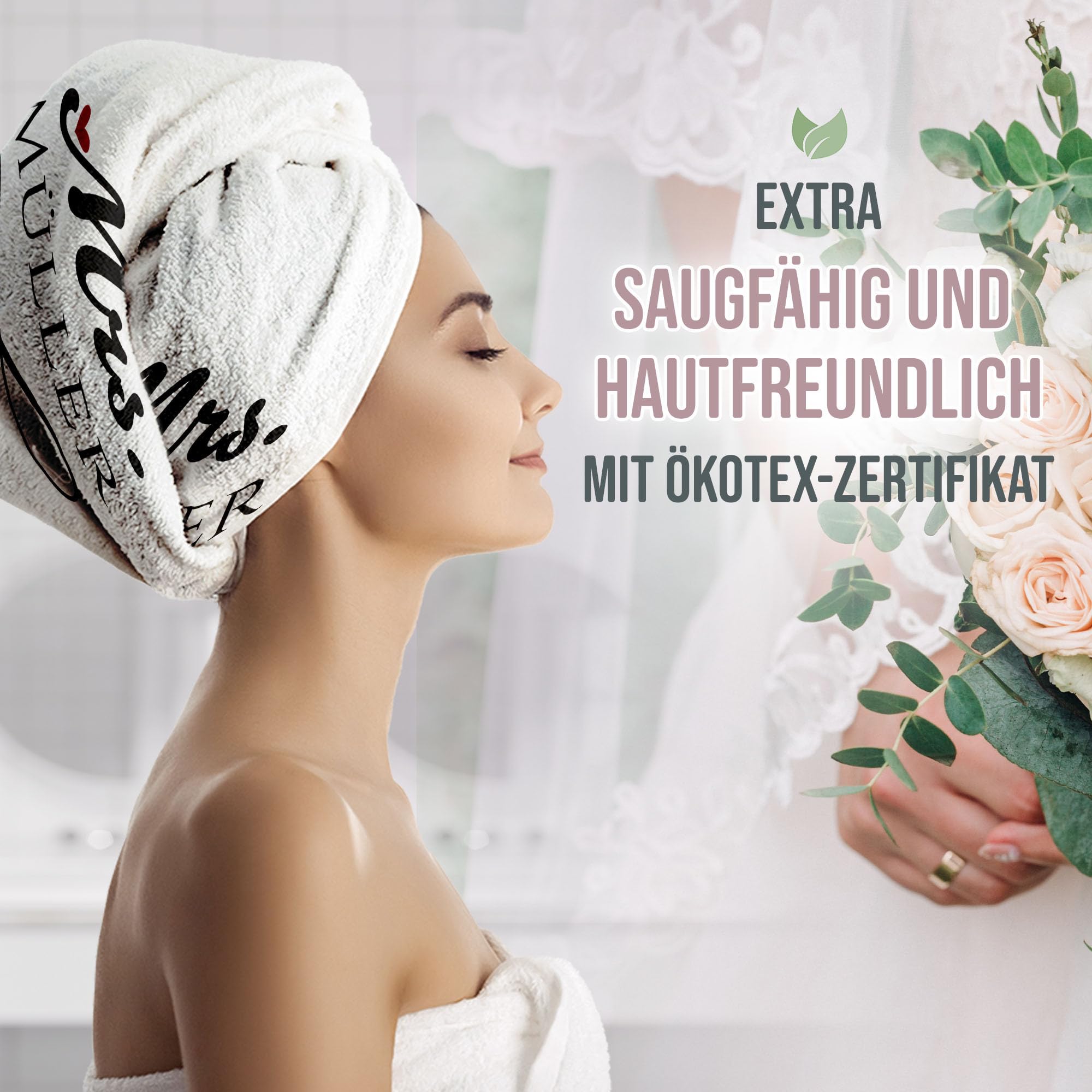 Print Royal PR Handtuch Personalisieren - 2er-Set - Mr. and Mrs. in weiß - mit Name selbst gestalten - Handtuch Bedrucken, Hochzeitsgeschenke, Geschenk zur Hochzeit | Fotogeschenk - 100 x 50