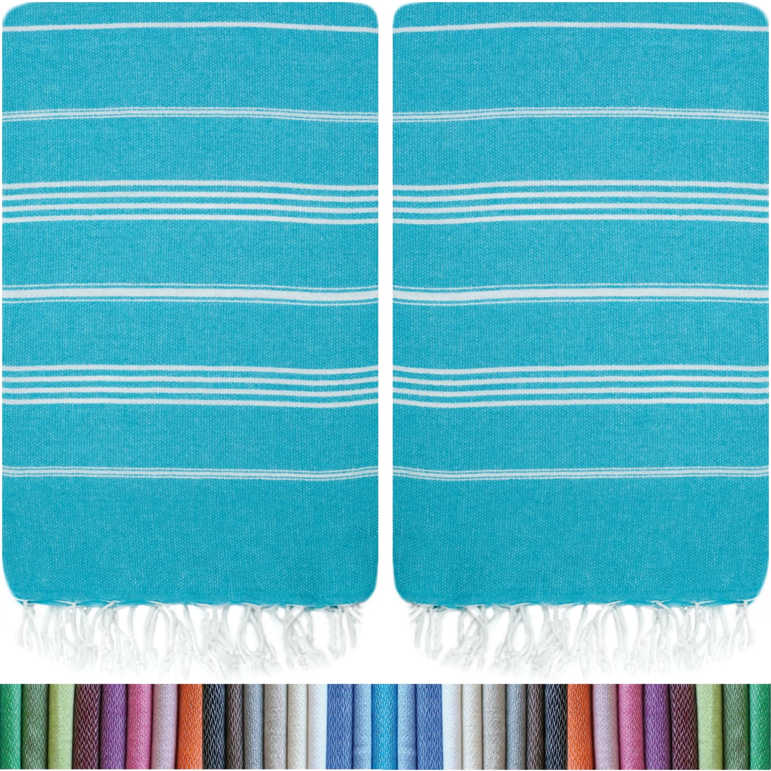 HAVLULAND |Pack of 2| Turkish Beach Towels Oversized 39x71, 100% Turkish Cotton Sand Free Quick Dry Absorbent Towel Travel Blanket for Adults Beach