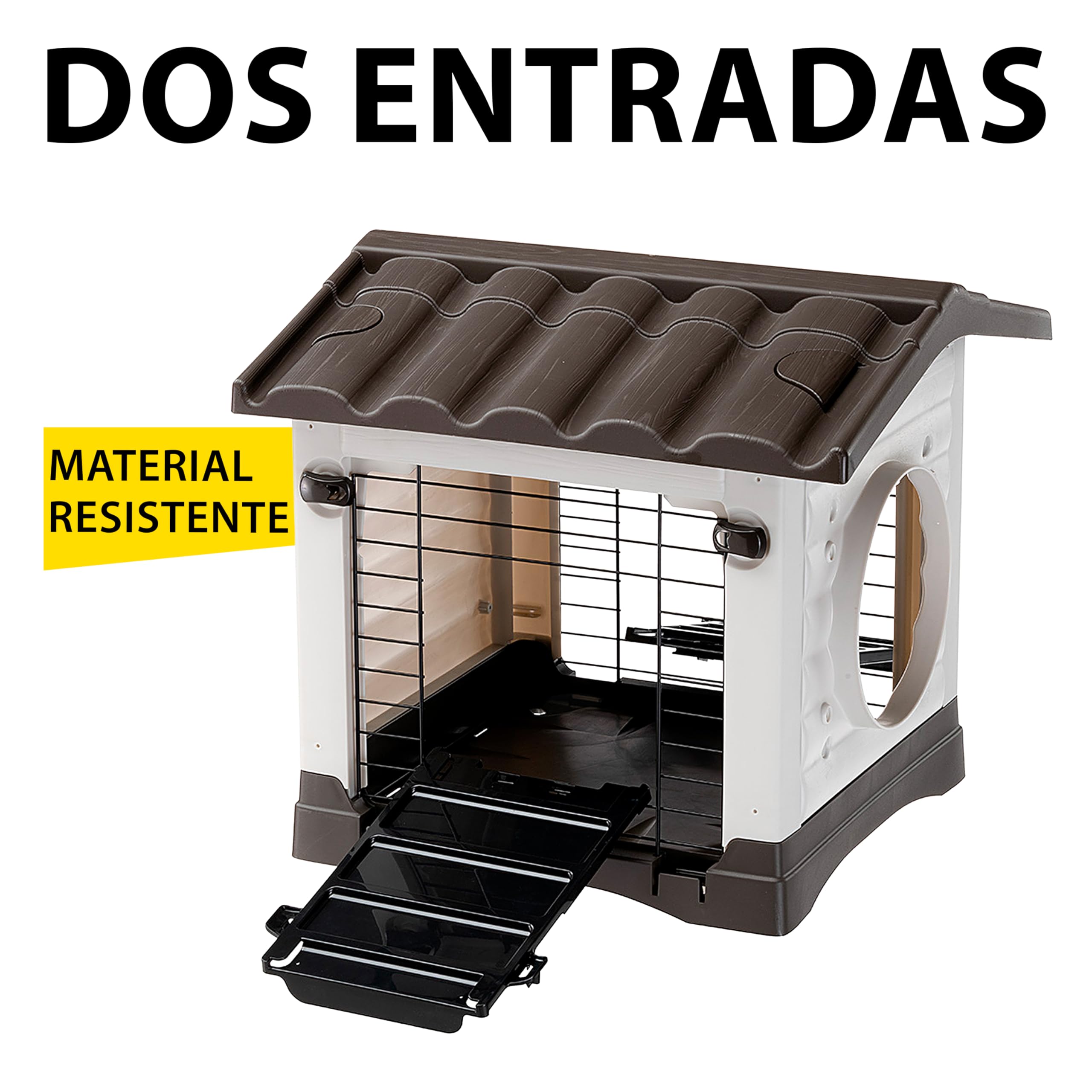 Ferplast Casita para Conejos Metro', conectable a túneles para Conejos Enanos, Hurones y cobayas, con 2 entradas, Techo Desmontable y Base con desagüe, 43 x 48 x 44 cm.