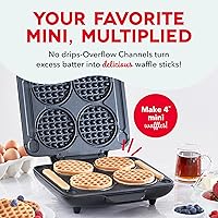 Vista 2 de DASH Waflera Mini Múltiple – Cuatro moldes para waffles de 4 pulgadas, plancha antiadherente con calentamiento rápido, superficie antiadherente