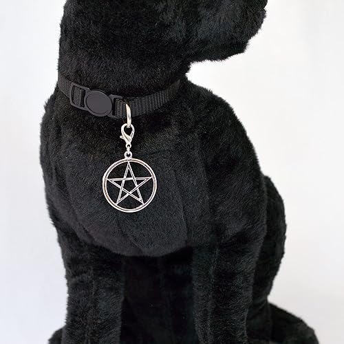 Miniatura 3 de Collar de gato negro con pentáculo pagano Wiccan acabado plateado en seguridad Breakaway Collar ajustable tamaño de cuello 8 a 12 pulgadas