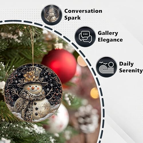 Miniatura 3 de Cartel de hojalata redondo vintage con muñeco de nieve para invierno, Navidad, retro, nostálgico, bienvenida, metal, divertido, vacaciones, arte de