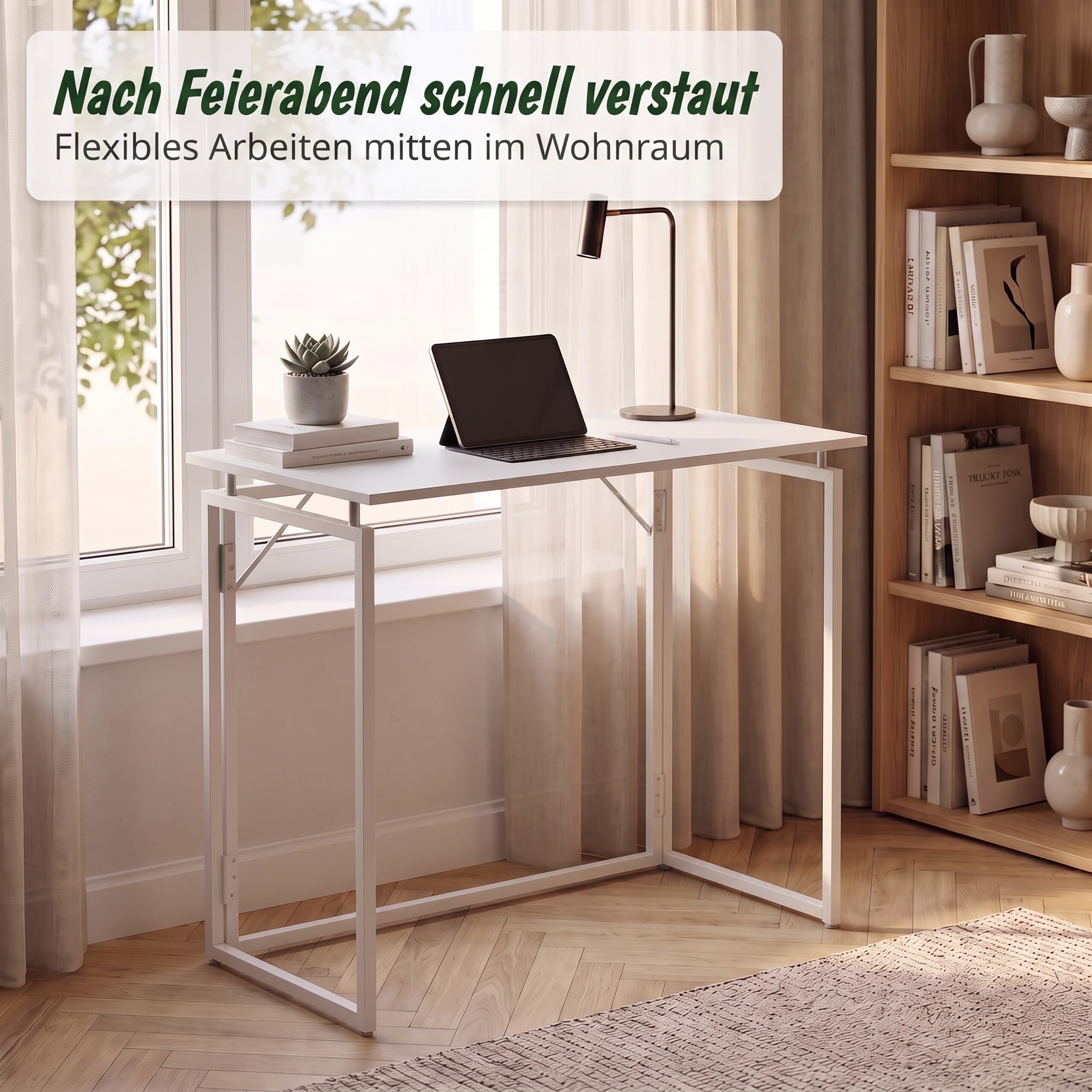 Relaxdays, Klappbarer Schreibtisch, faltbar, montagefrei, 80 x 40 cm