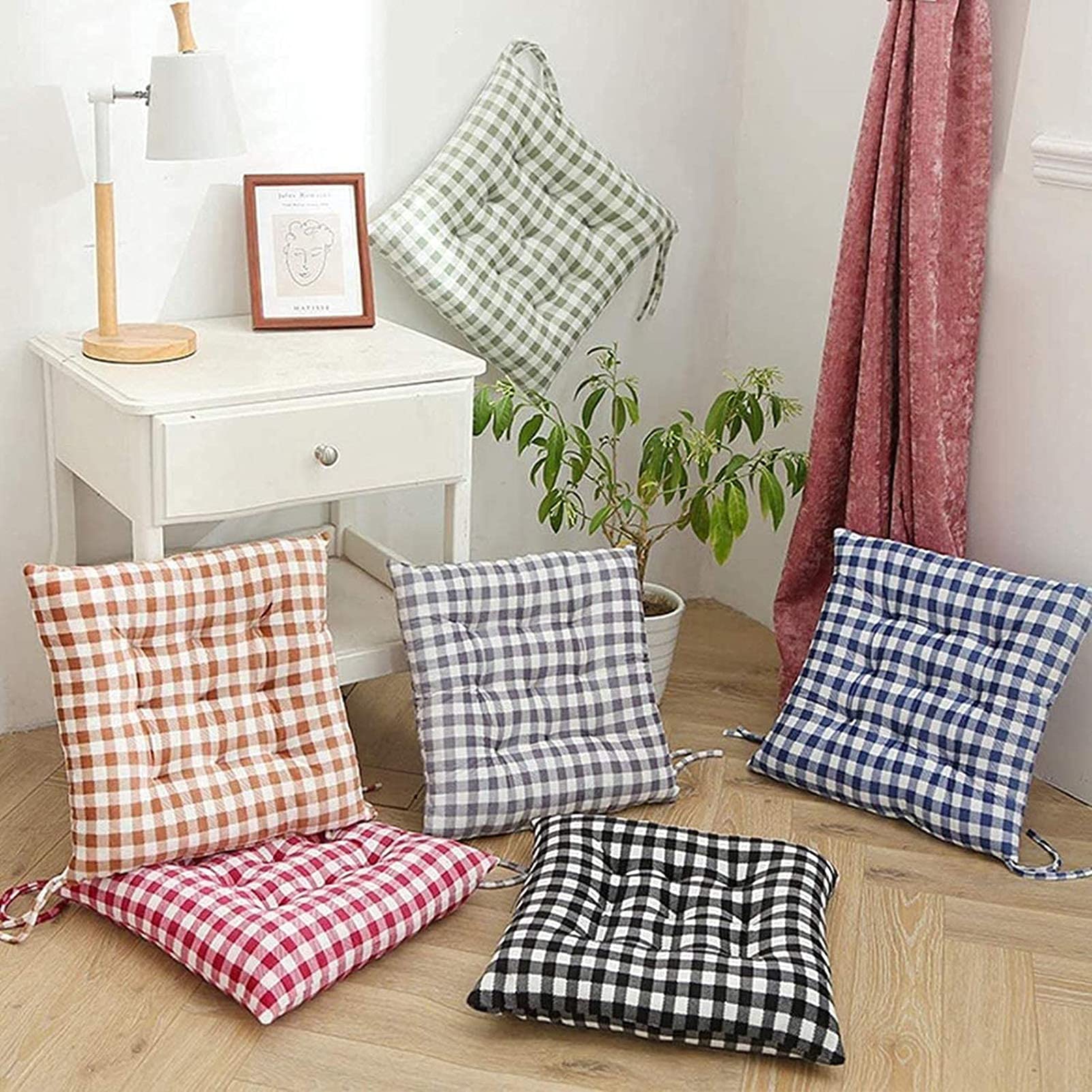 Cojines de Silla para Cocina y Exterior Juego de 4 Cojines Acolchados de Algodón Cojines Decorativos para Interior y Exterior Comodidad y Estilo
