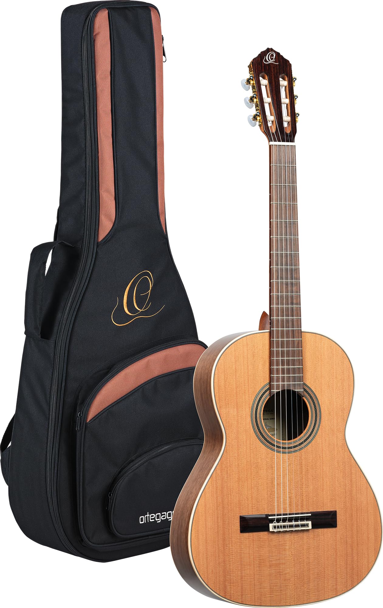 Ortega Traditional Series - Chitarra con corde in nylon, realizzata a mano in Spagna, con manico sottile e custodia professionale (R20GSNWN)