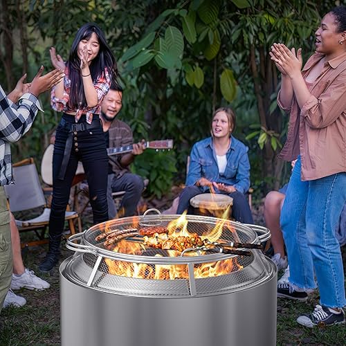 Miniatura 7 de AJinTeby Pantalla protectora de chispas para fogata de Yukon, de acero inoxidable, protector de malla protectora de malla para fogatas de patio