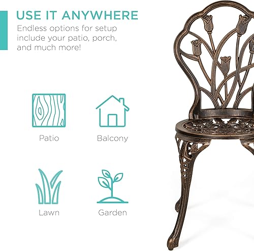 Miniatura 2 de Juego bistró de muebles de diseño de aluminio fundido para el aire libre y patio Best Choice Products Antiguo Cobre antiguo