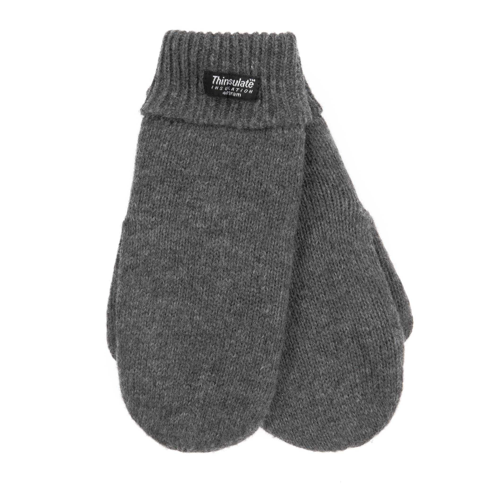 Eem Fashion Women's Anthracite Eem Winter Gloves Mitten, 100% Soft Wool, Thinsulate Thermal Lining, L