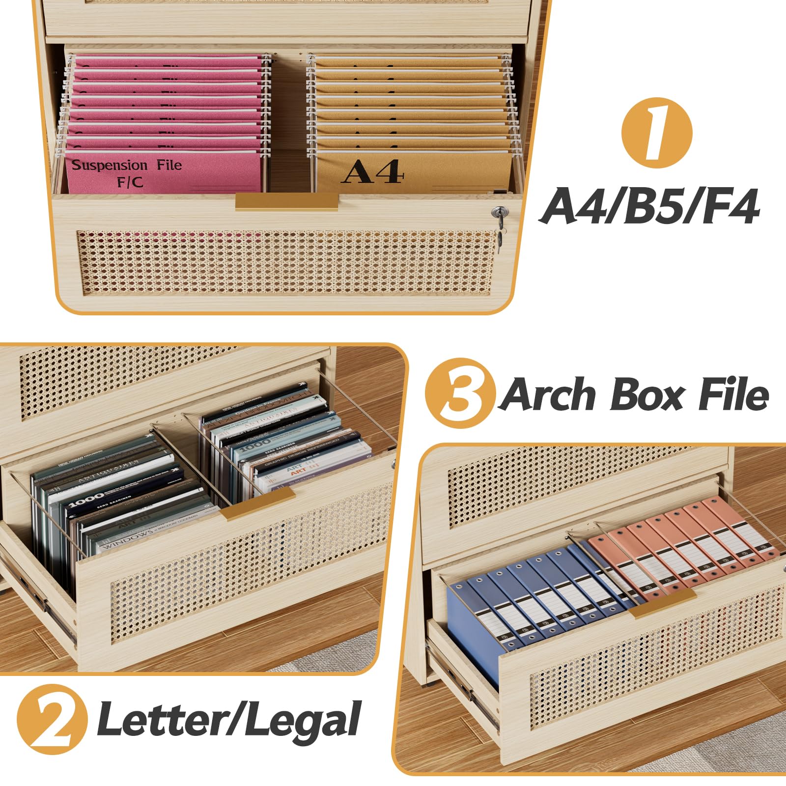 MSFE Mueble Archivador con 2 Cajones para Documentos Archivador Móvil para Archivos A4/B5/F4 Cajoneras Escritorio con Estante Ajustable Armario Archivador Móvil con 4 Ruedas para Oficina 79x40x67.5CM