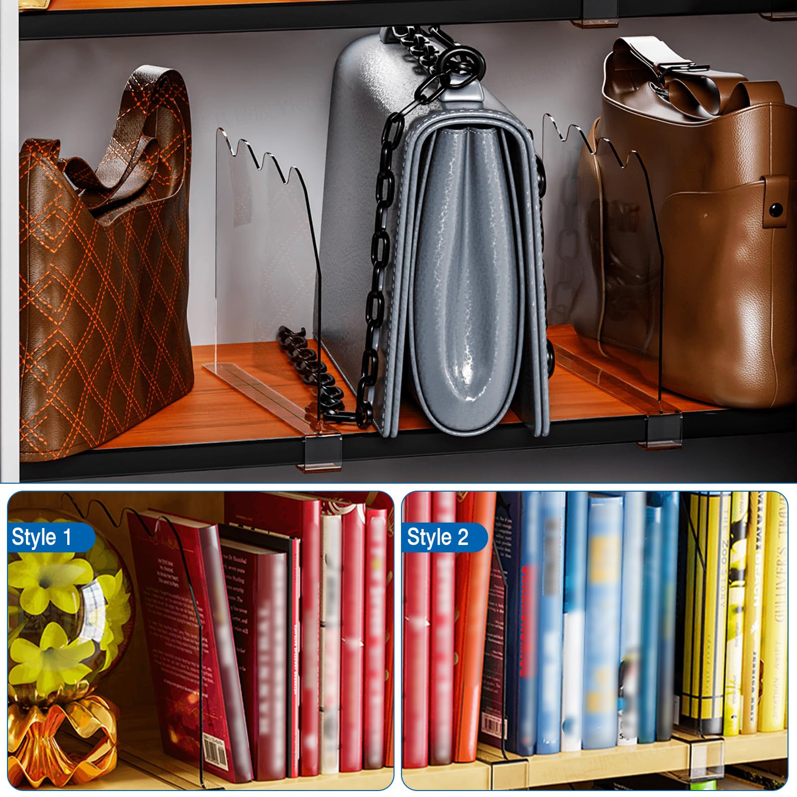 10 Séparateurs D'Etagère Acrylique 30x20cm - Organisateur Armoire Transparent | Pour Vêtements, Livres