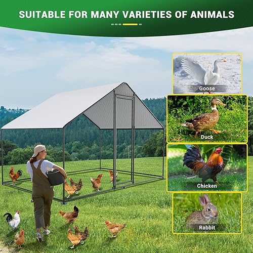 Miniatura 5 de Belinova Gallineros grandes de metal para pollos de 610, corral de pollo, casa de pato, golpe de pollo, corrales de pollo para patio con cubierta