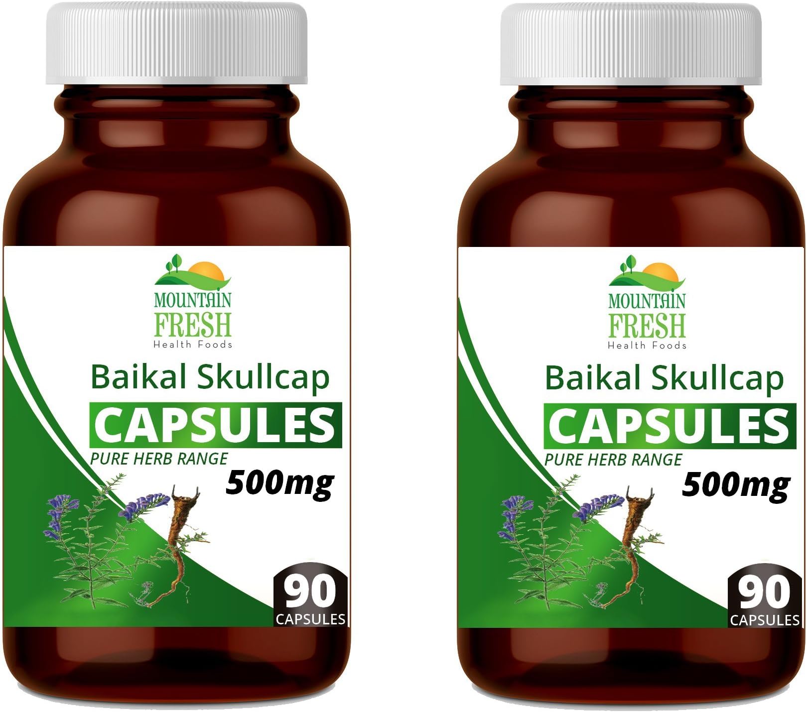 Mountain Fresh Baikal Skullcap Scutellaria Baicalensis Pure Herb Capsules, 500 mg, 180-Count