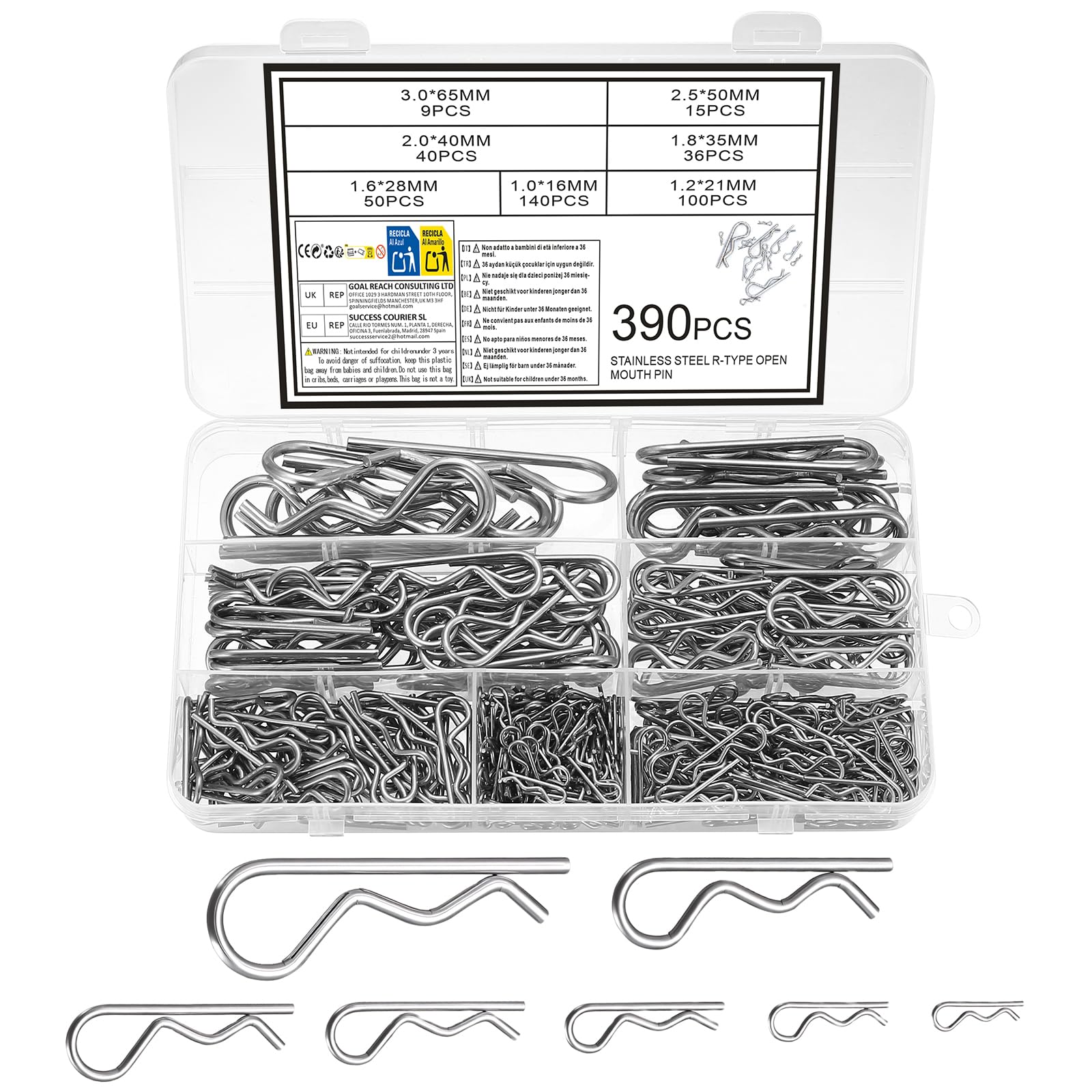 Coppiglie Acciaio Inox 390 Pz Cotter Pins Spaccate Perni Divisi Sicurezza R