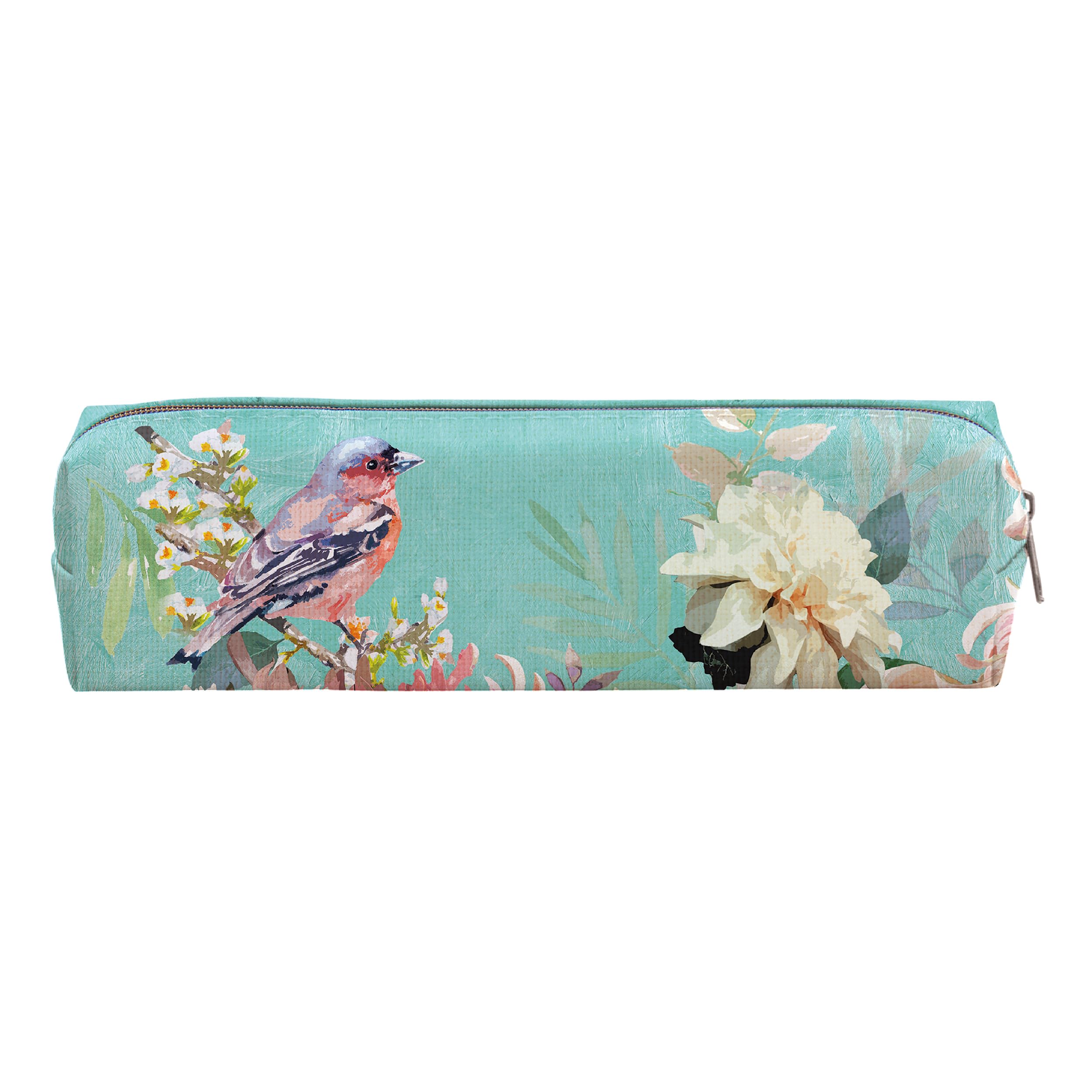 Symphony Pencil Case – Bird & Floral Stationery Pouch for Pens & Pencils – Decorative Zip Pen Holder for School, Office & Desk Organisation