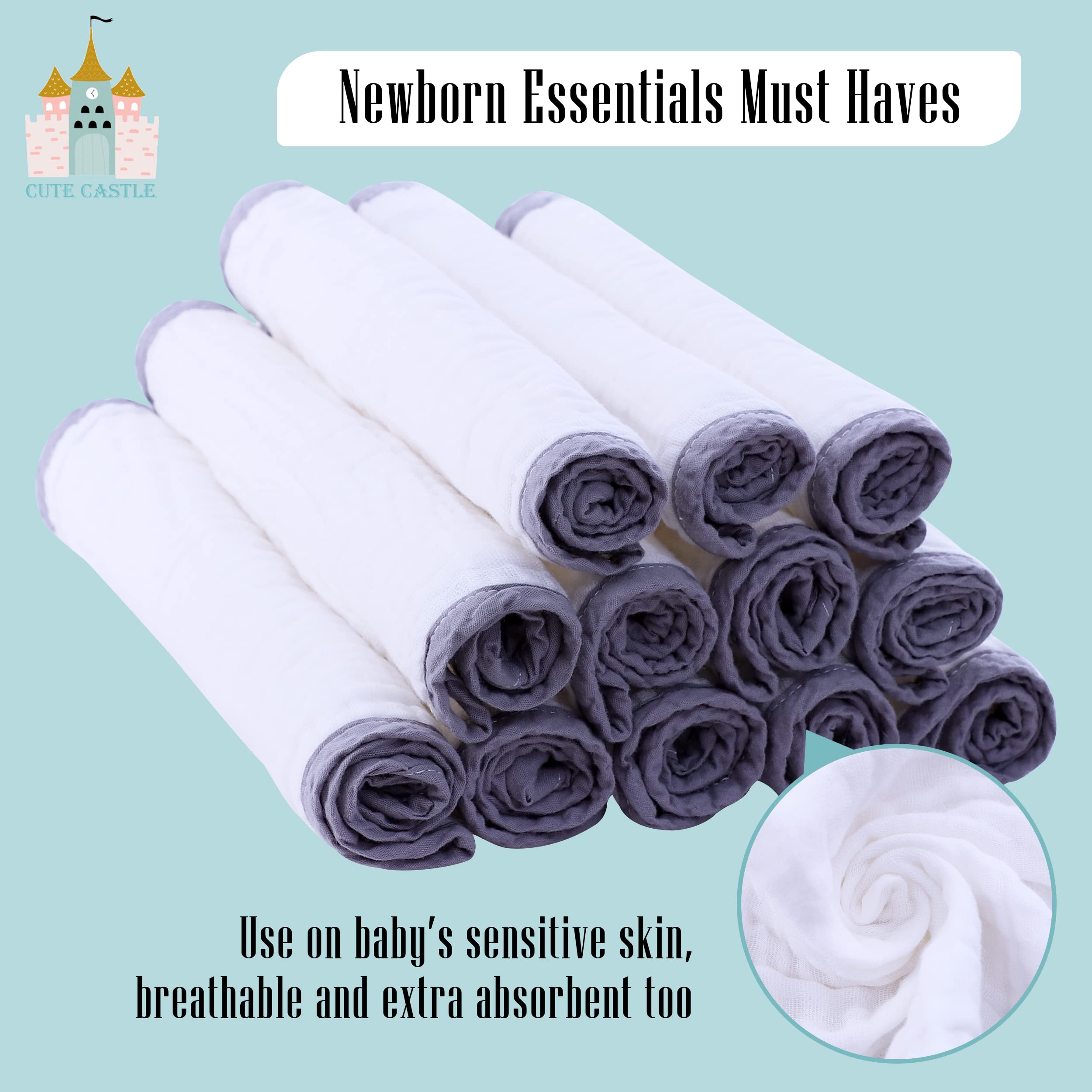Cute Castle Baby Burp Cloths 4