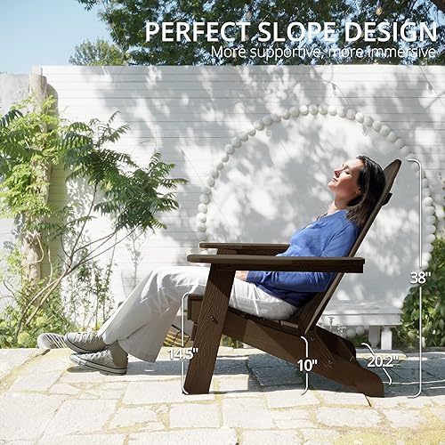 Miniatura 9 de LUE BONA Juego de 6 sillas plegables Adirondack Adirondack de polietileno negro resistentes a la intemperie modernas sillas de patio Adirondack de