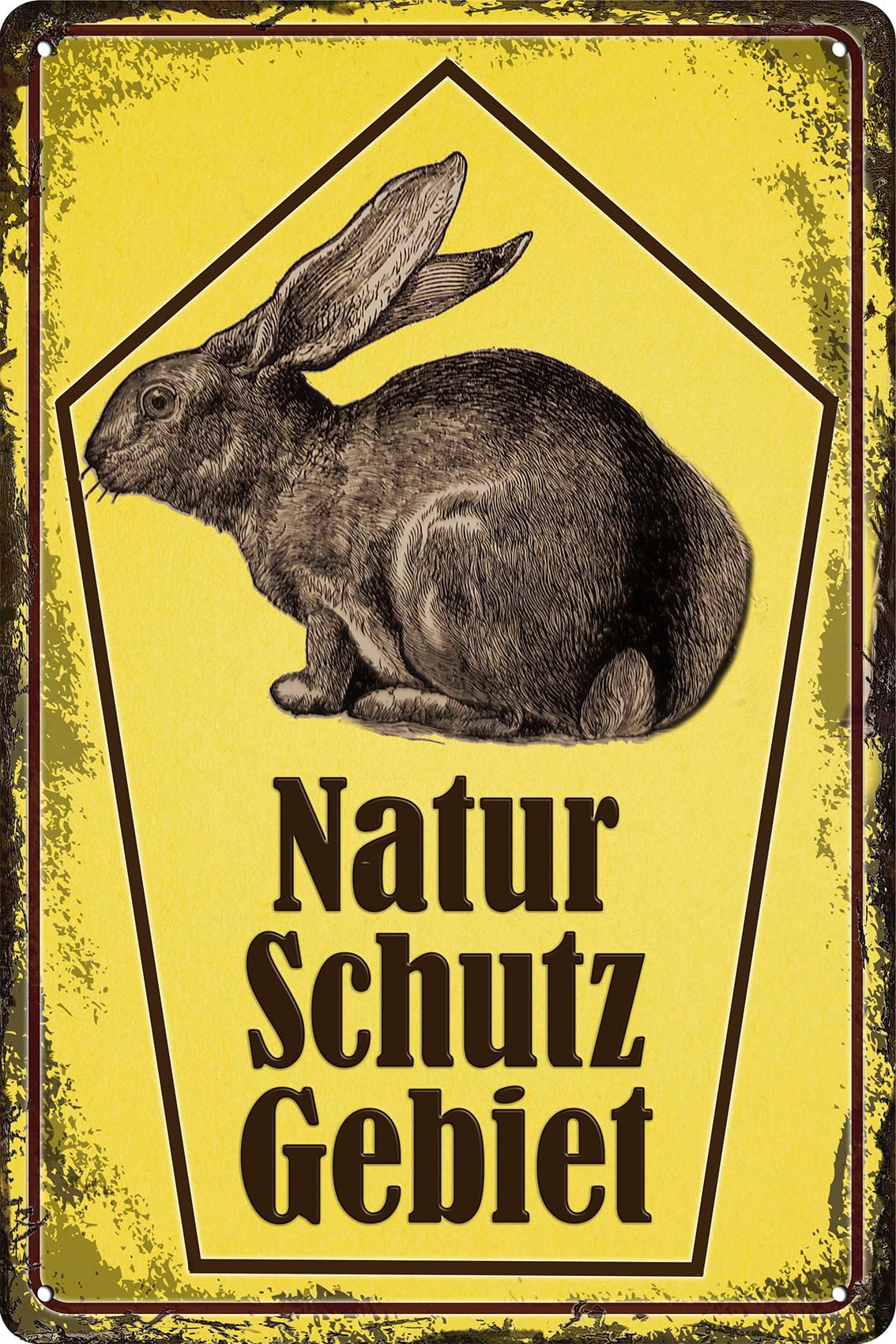 LUCKYLINDE - Wetterfestes Gartenschild für den Außenbereich, Blechschild - Hinweisschild: Naturschutzgebiet – 30 x 20 cm (Hase)