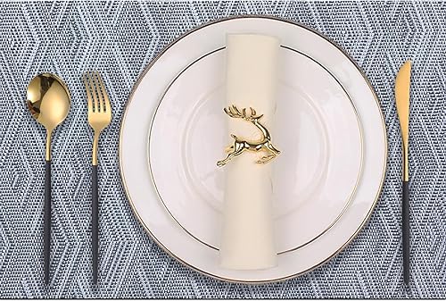 Miniatura 17 de Manteles individuales de plástico, juego de 6 manteles individuales lavables antideslizantes para mesa de comedor, manteles individuales de mesa