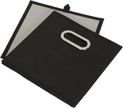 Miniatura 4 de Household Essentials 80-1 Contenedores plegables de tela  Juego de 6 cubos con asas  Negro