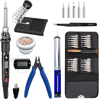 Soldering Iron Kit Sookey 80W Soldering Gun with Solder Sucker,Tweezer,Stand Holder,Wire Cutter,Tips,Cleaner Soldering Tool Kit for Electronic Jewelry DIY Welding Repair