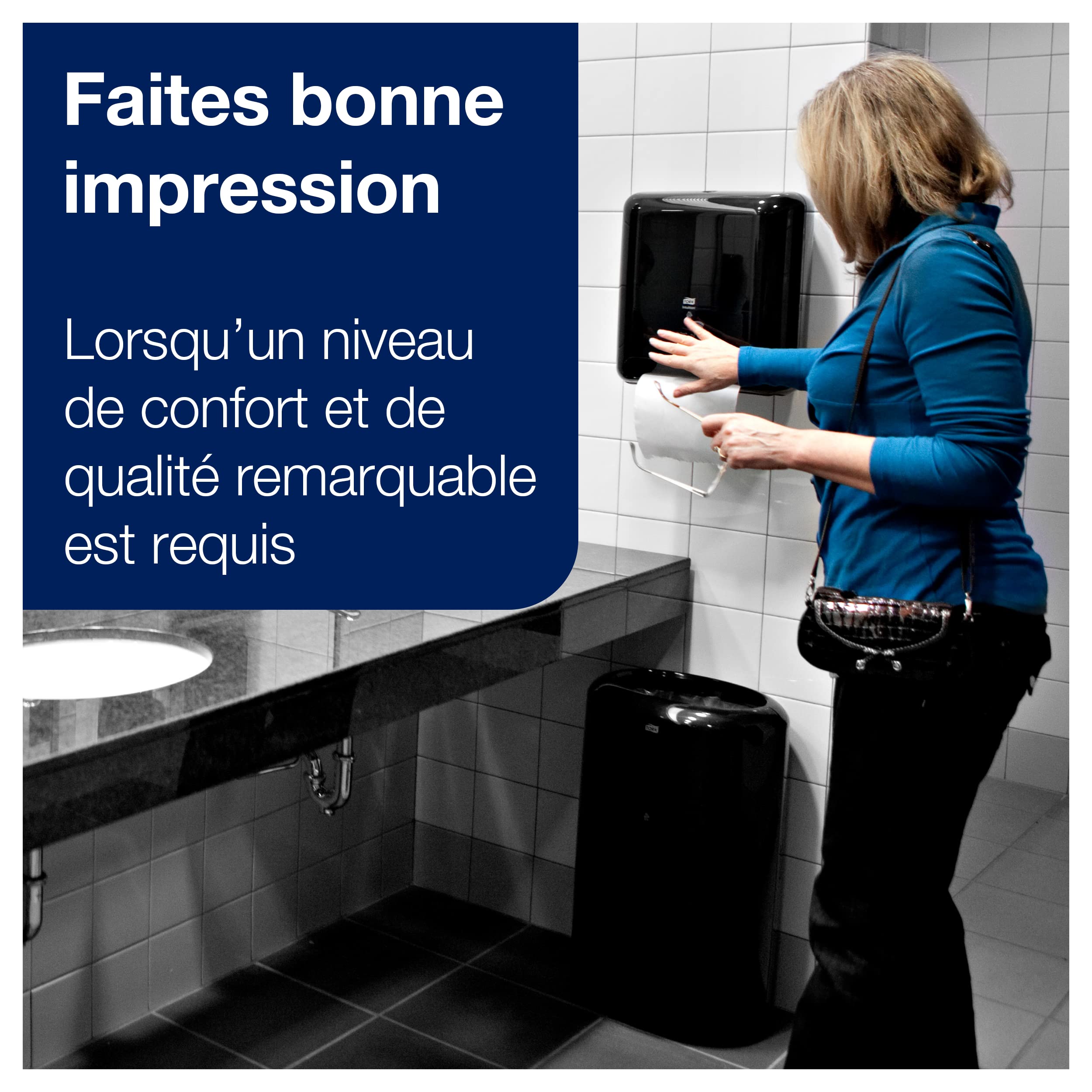 Tork Matic Essuie-mains doux blancs à feuilles grises H1, qualité Advanced, absorbants, 6 rouleaux x 150 m, 290067