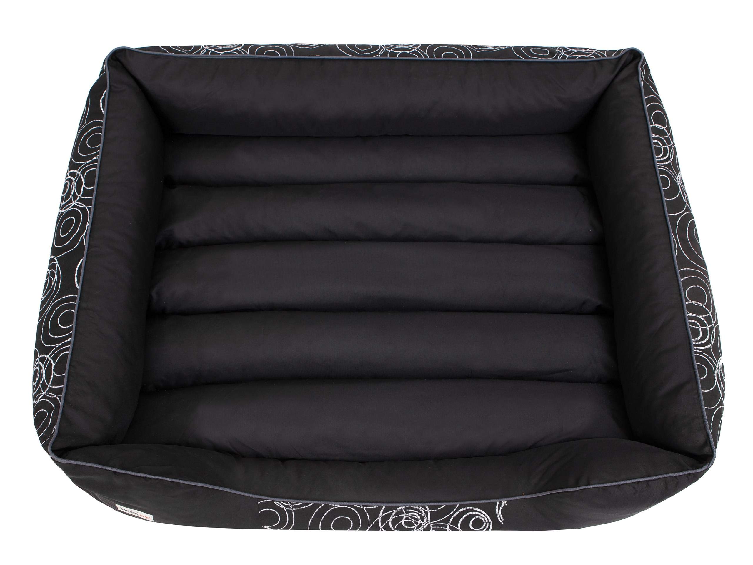 Cama Perro - Cuna para Perros para Dormir, con Funda de Cordura Extraíble (Lavable a 30°) - para Perros Pequeños y Grandes - Sofa para Perros - 85 x 65 cm - Negro con Anillos
