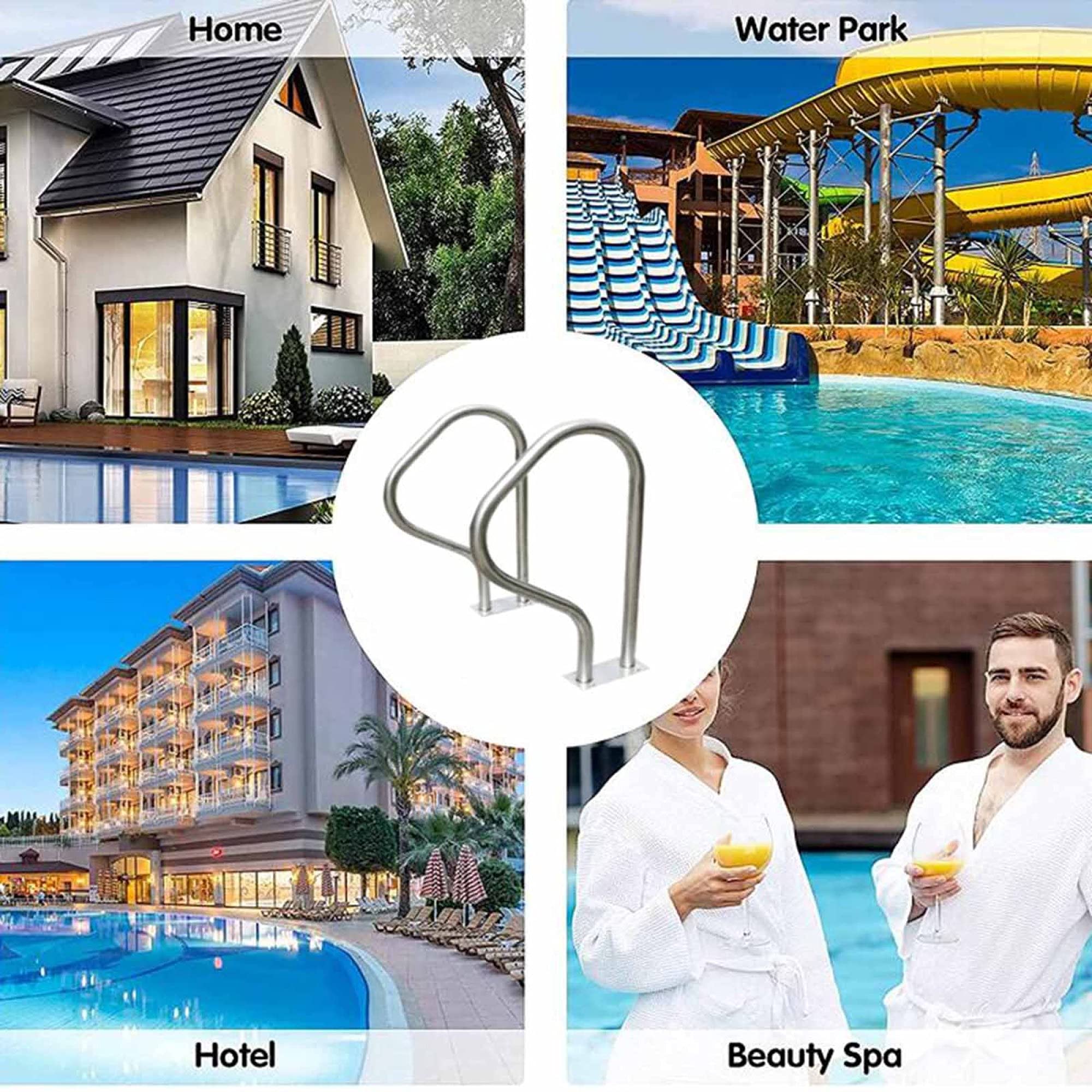 Pasamanos de Seguridad para Piscina Pasamanos de Piscina, manijas de Piscina de Acero Inoxidable, Que se utilizan para Parachoques de Piscina Arriba y Abajo en la Pared de la Piscina, manija