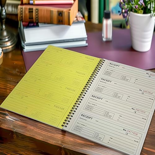 Miniatura 2 de Libros de recibos de dinero y alquiler - Libro de recibos con 2 copias autocopiadas de parte, 7-58 x 11 pulgadas, cubierta envolvente, encuadernado