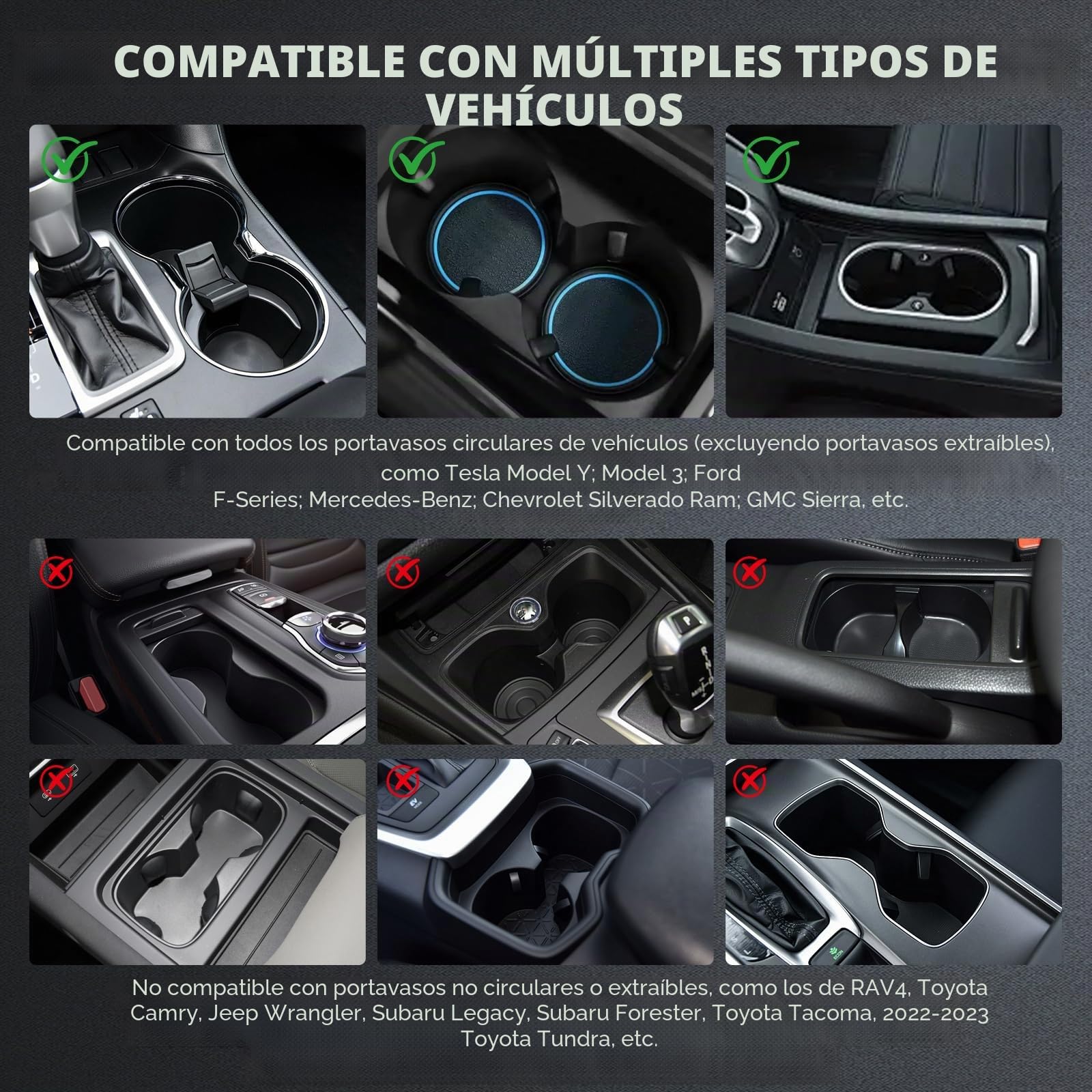 Xiake Bandeja de mesa de coche de 360 °, bandeja para coche y escritorio para portátil, universal, soporte para bebidas para coche, bandeja para aperitivos, compatible con Tesla Model Y/3, Ford F150
