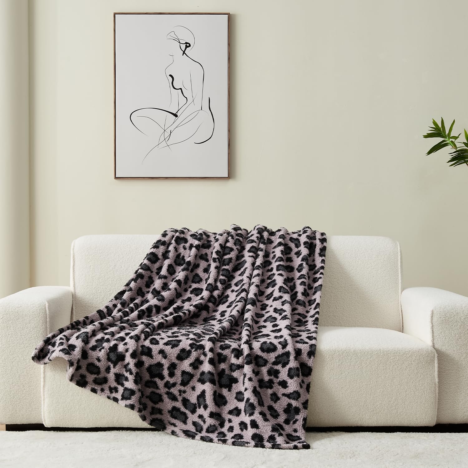 Qeils Checkered Blanket Microfiber Super Soft Knit Forest Green Throw Blanket for Couch, Sofa, Chair, Bed, Camping, Lightweight Travel Bed Blanket - 60"*80": 60*80 Grey Leopard Print