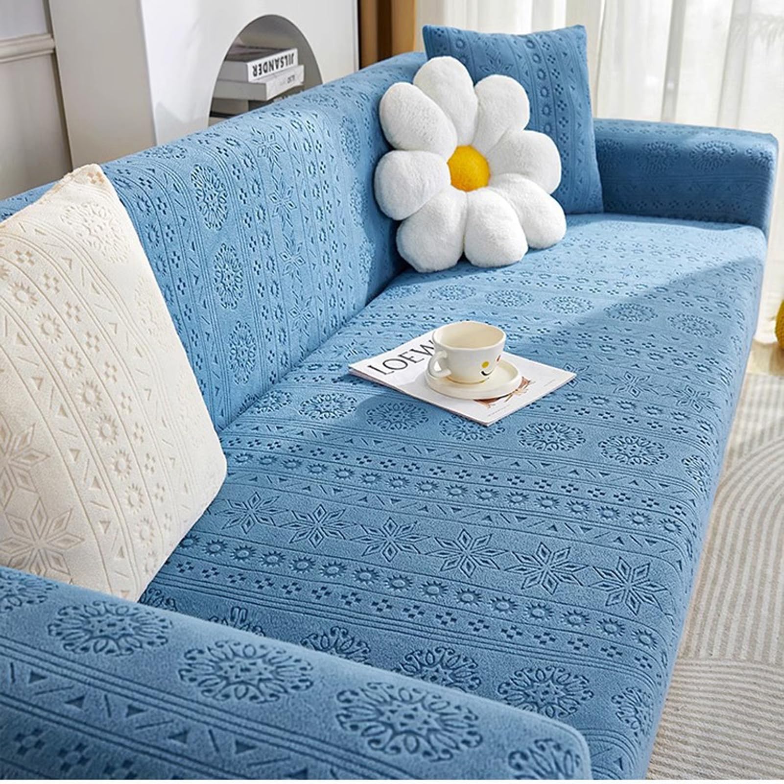 Housse de canapé en velours 3 places extensible pour un salon chic