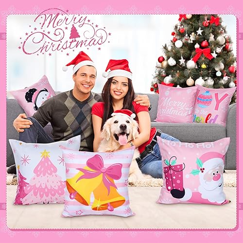 Miniatura 9 de 9 fundas de almohada de Navidad de 18 x 18 pulgadas, fundas de almohada de Navidad para el hogar, árbol de Navidad, fundas de almohada para el