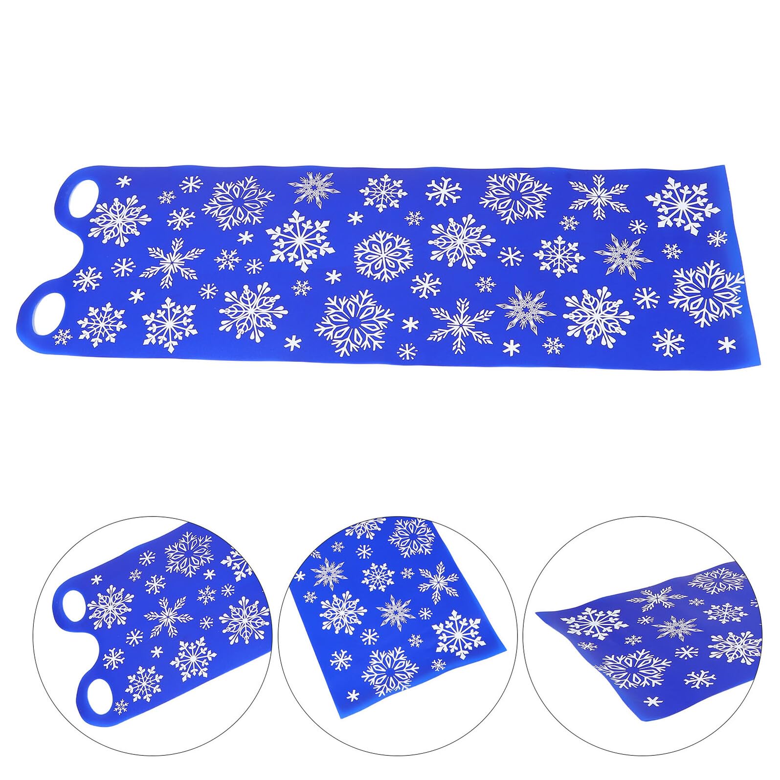 Trineo de Nieve Enrollable 137 Cm para Adultos, Tapete Portátil de Plástico Resistente al Frío con Asas, Diseño Azul con Copos de Nieve, Ligero y Flexible para Colinas