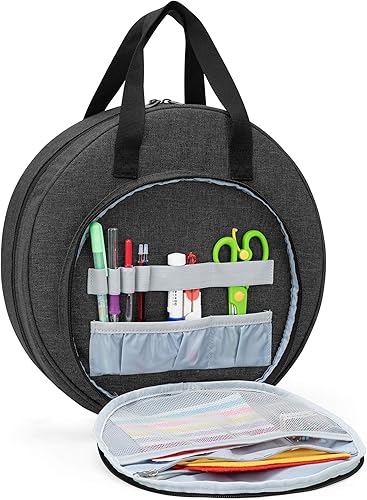 CURMIO Bolsa de bordado, bolsa de transporte portátil para proyectos de bordado y kits de herramientas de punto de cruz, solo bolsa, color negro