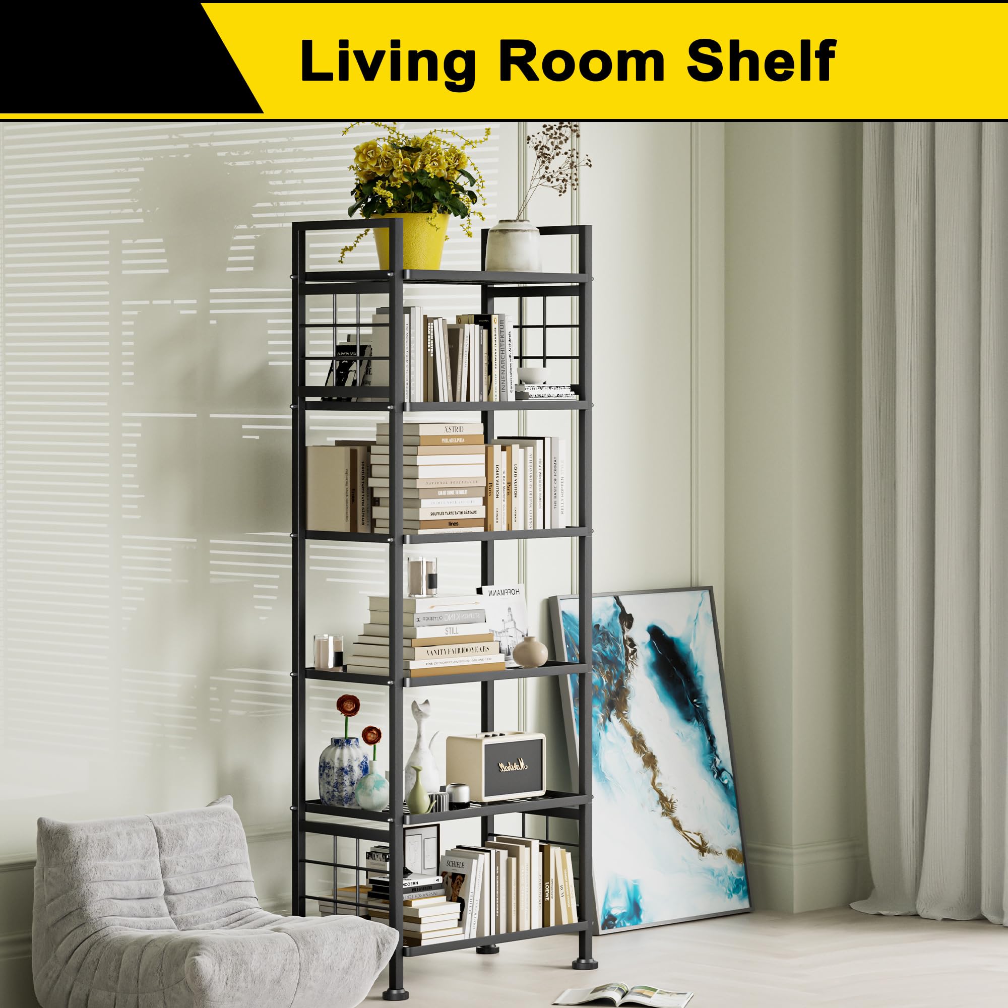 GIOTORENT 6-Draht-Garagenregal, Aufbewahrungsregale, Metallregal, Speisekammerregal, Küchenaufbewahrung, verstellbares Regal, 408 kg Kapazität, für Wäsche, Küche, Badezimmer, Organizer (schwarz)