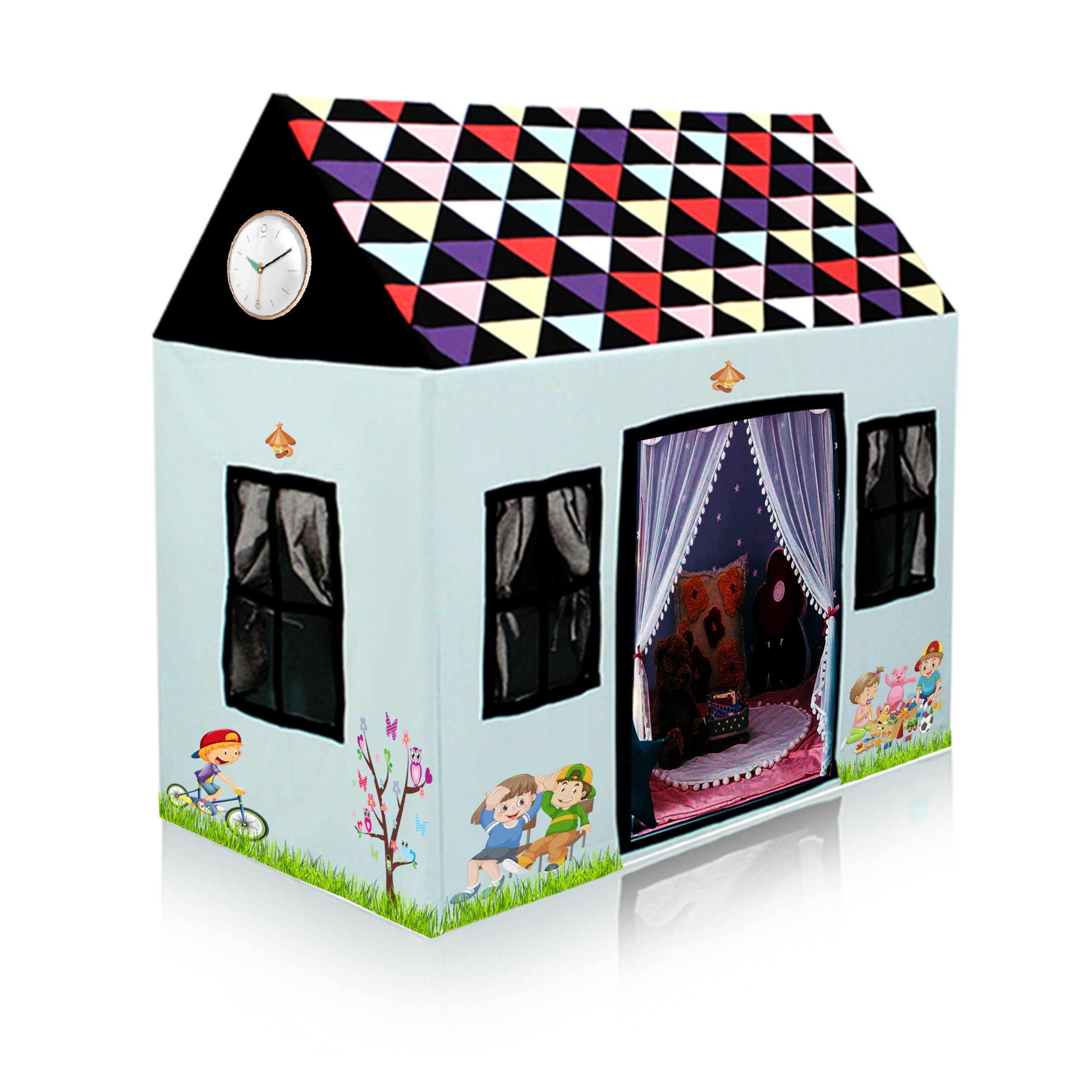 Jumbo Size Extremely Light Weight, Water and Fire Proof Spider Tent House Theme for 10 Year Old (Blue Delux)