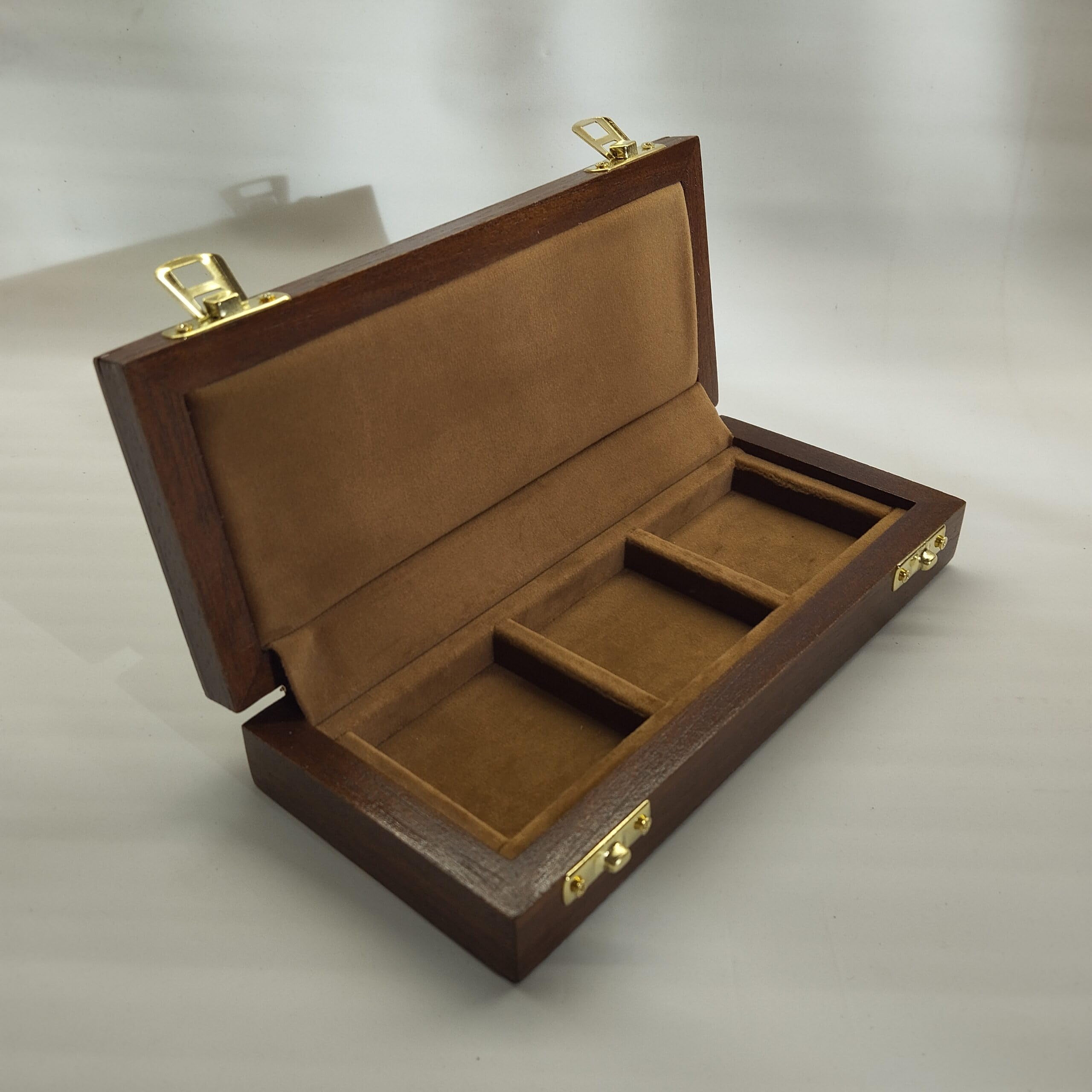 Caja para Monedas y medallas de Madera y Terciopelo 3 Compartimentos 50x50 mm Artesanal numismática Hecha a Mano Italia
