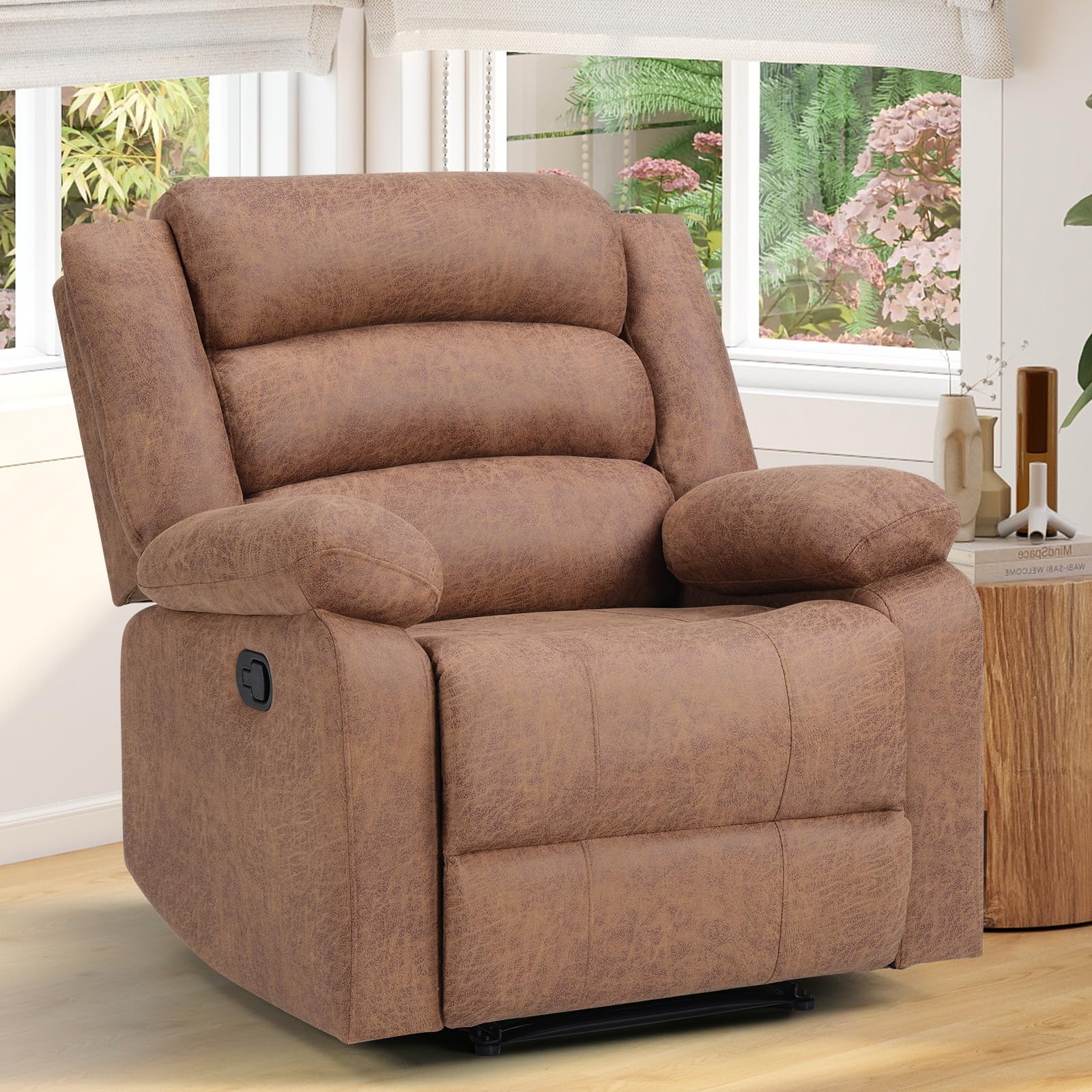 ANJ Overstuffed Manual Recliner