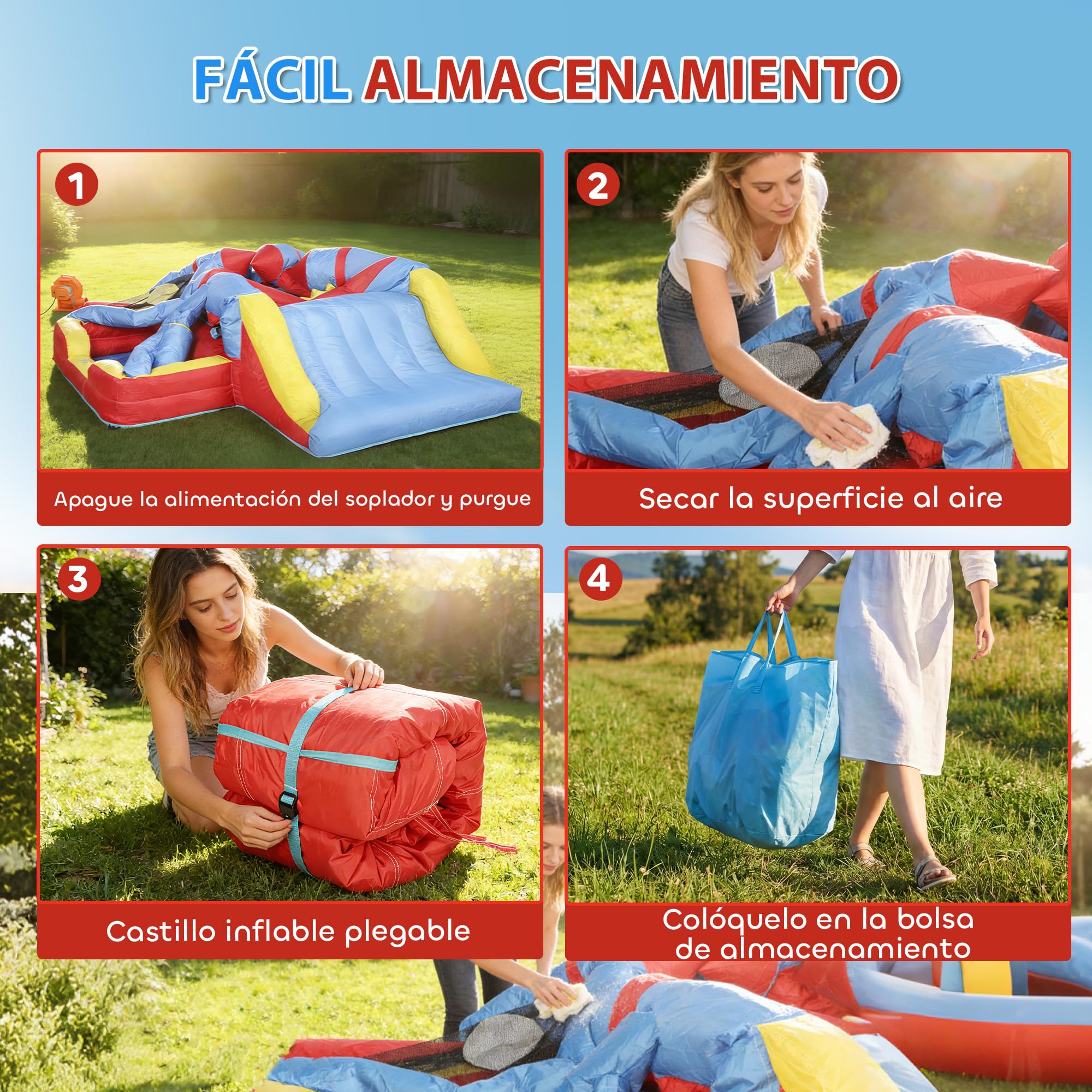 AIYAPLAY Castillo Hinchable para Niños con Soplador, Castillo Hinchable con Tobogán, Zona de Salto, Piscina, Pilar de Boxeo y Aro de Baloncesto, para Niños 3-8 Años, Interior, Exterior, 277x270x215 cm