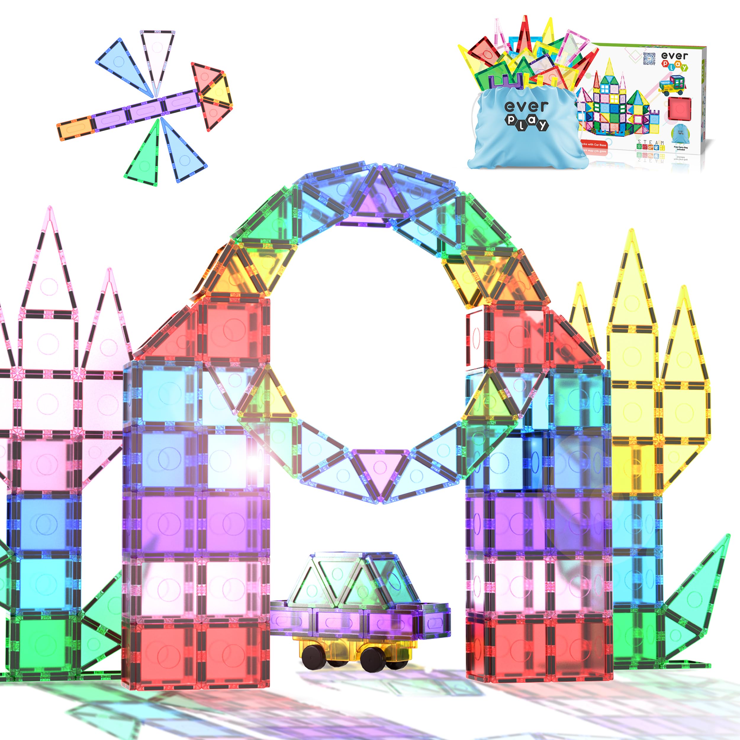 Amazon.com: Everplay 101pc Magnet Tile Building Blocks with Car Amazon.com: Everplay 101pc Magnet Tile Building Blocks with Car