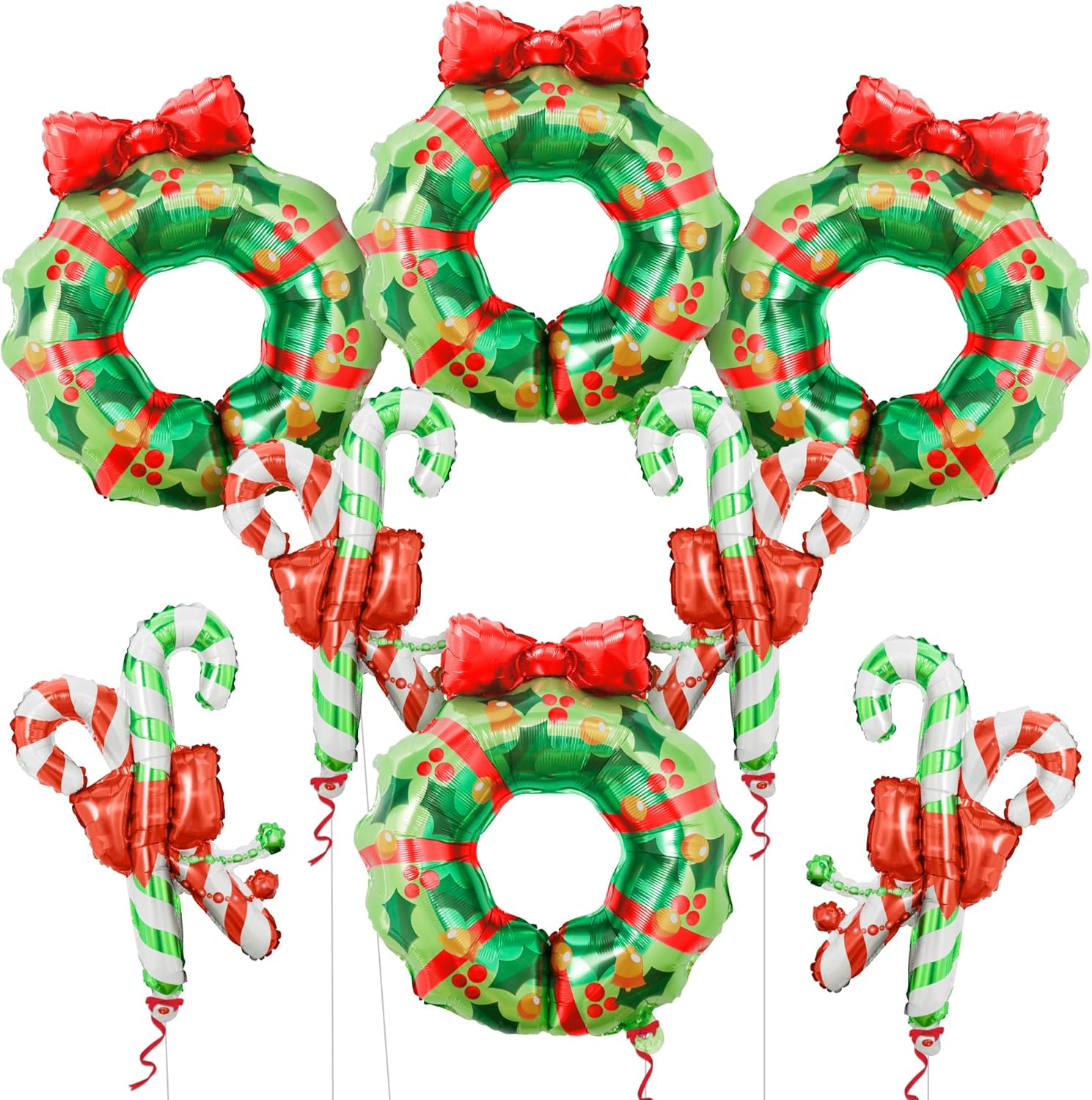 KatchOn, Christmas Car Magnets and Wreath Balloons Decorations Set - Pack of 108 | Candy Cane Balloons and Light Bulb Magnet Decorations